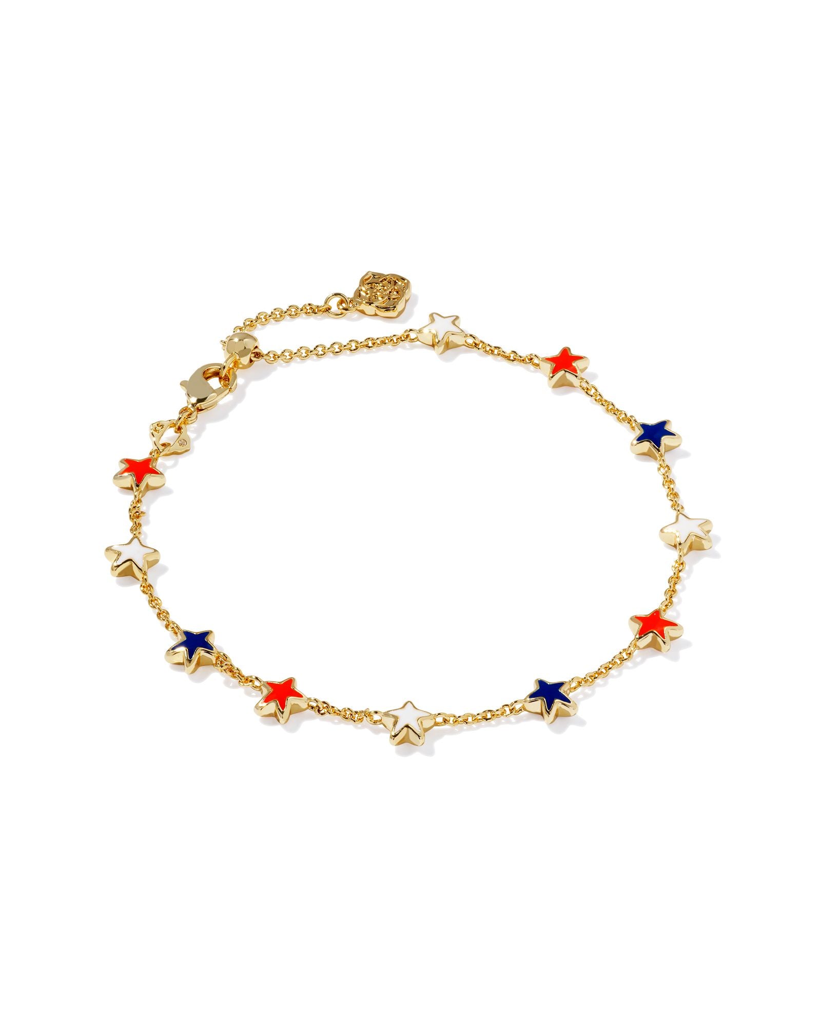 Sierra Star Delicate Chain Bracelet in Gold Red White Blue Mix
