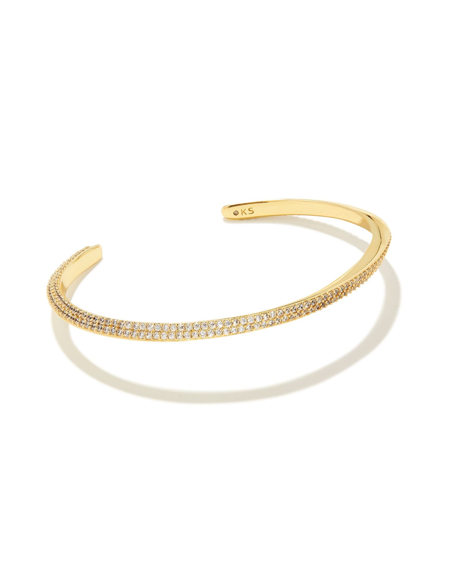 Ella Cuff Bracelet in Gold White Crystal S/M