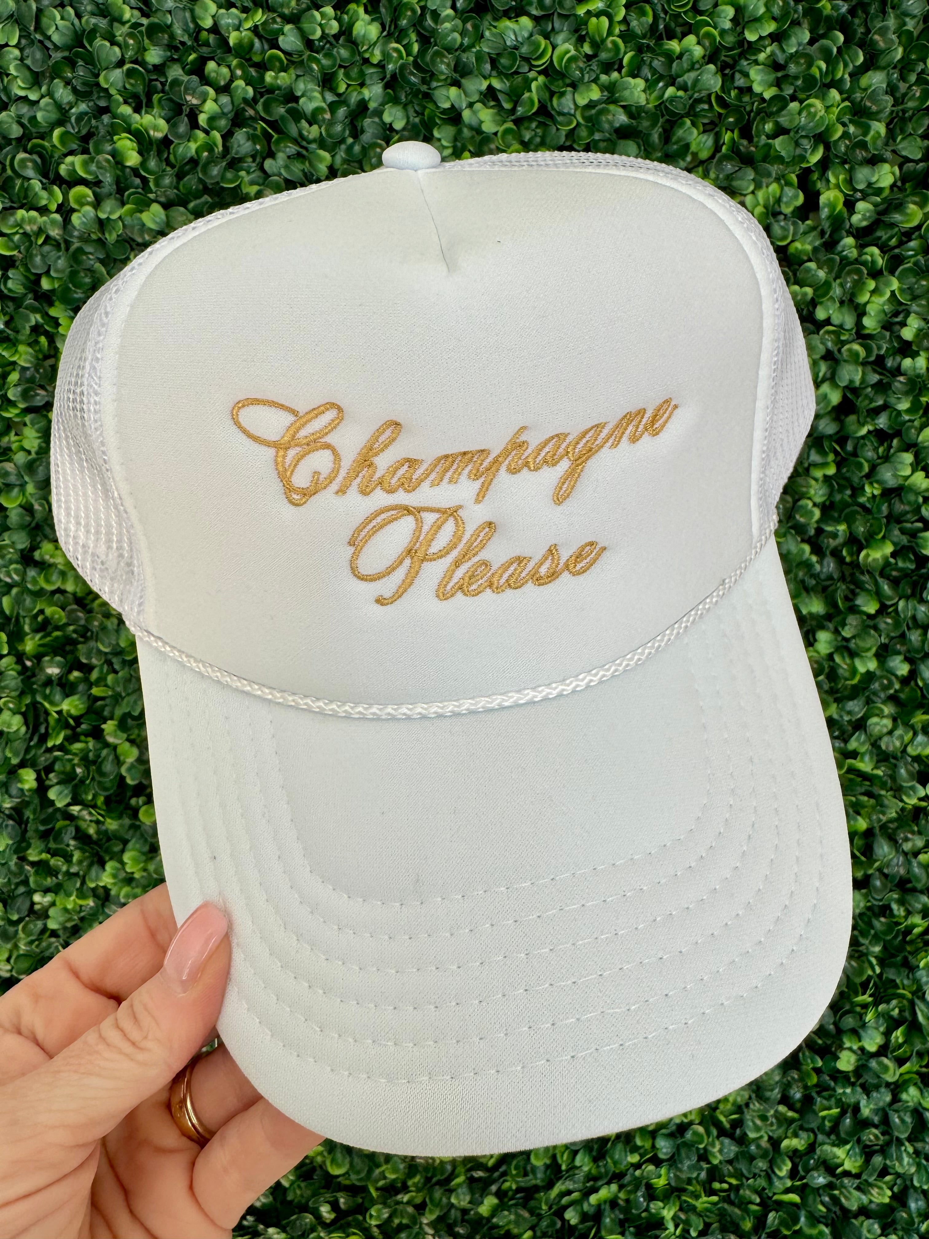 Champagne Please White Trucker Hat