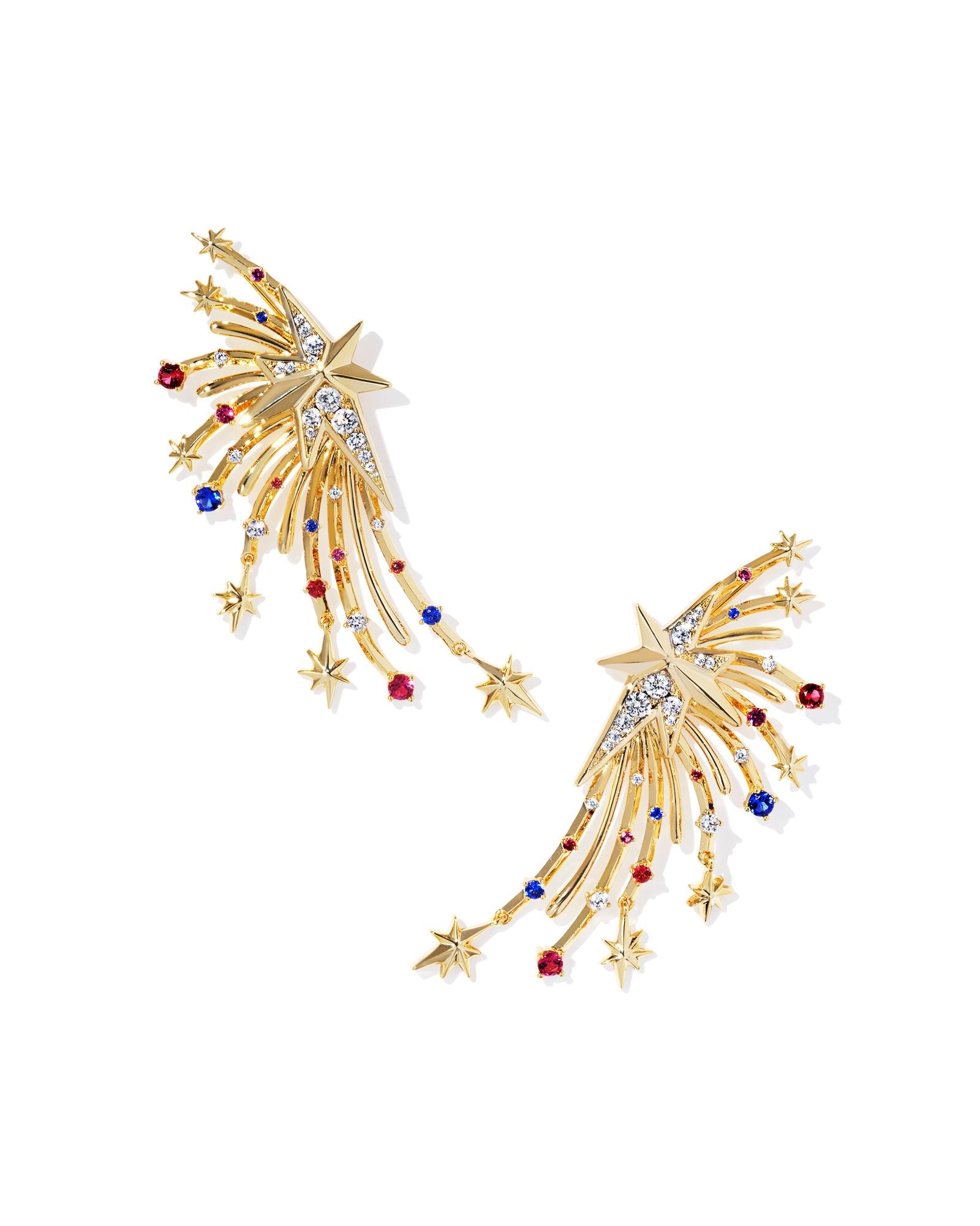 Firework Statement Earring in Gold Red White Blue Mix