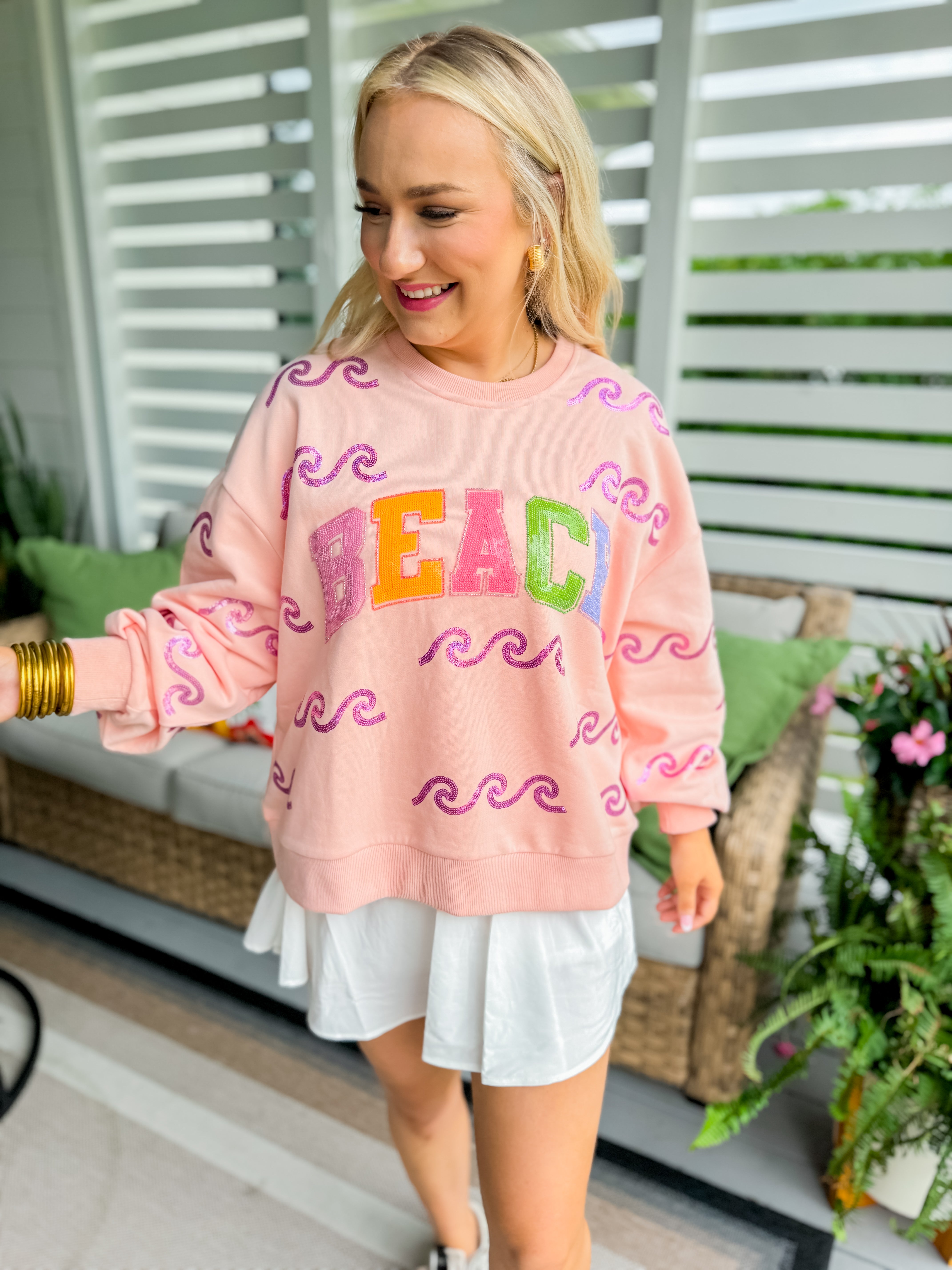 Peach Wave & 'Beach' Sweatshirt