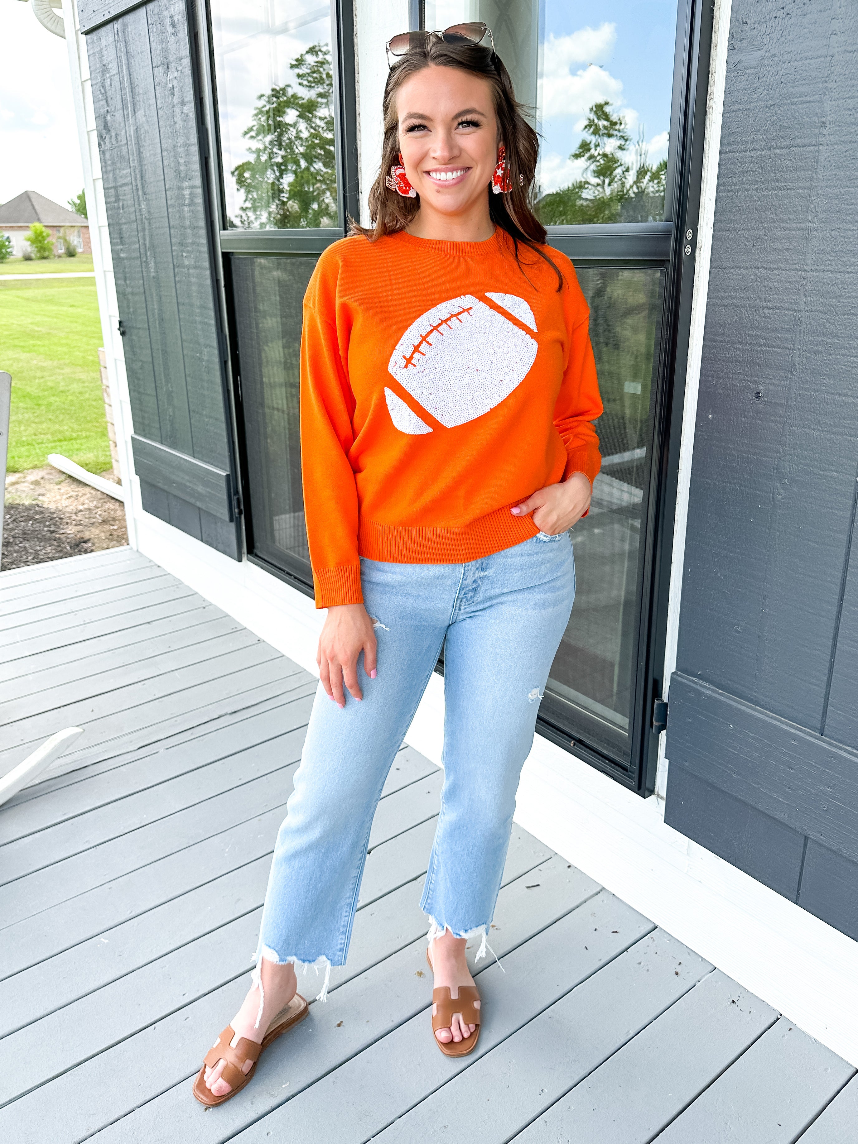 Orange/White Football Sweater