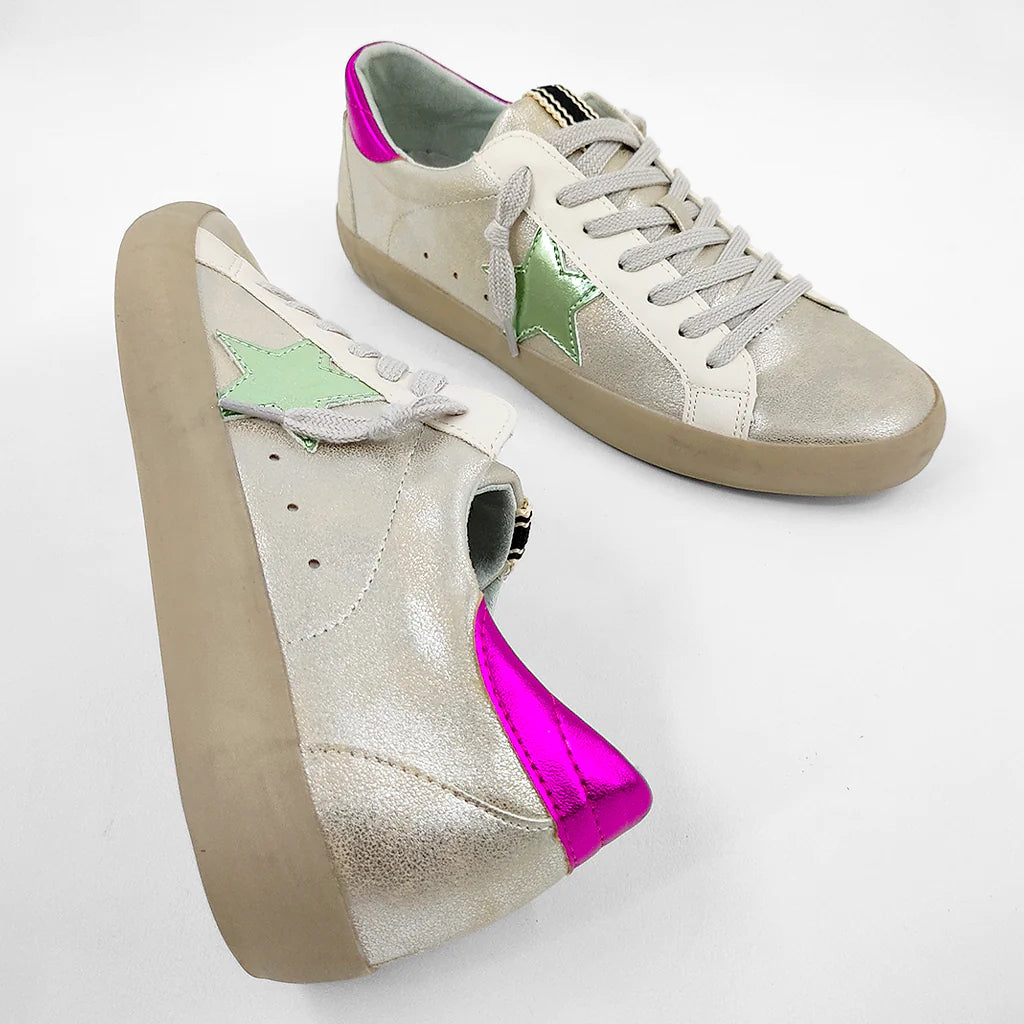 Paula Sneakers in Silver Distressed