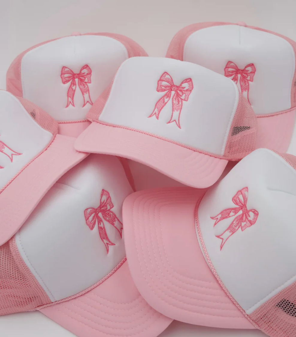 Pink and White Small Bow Hat