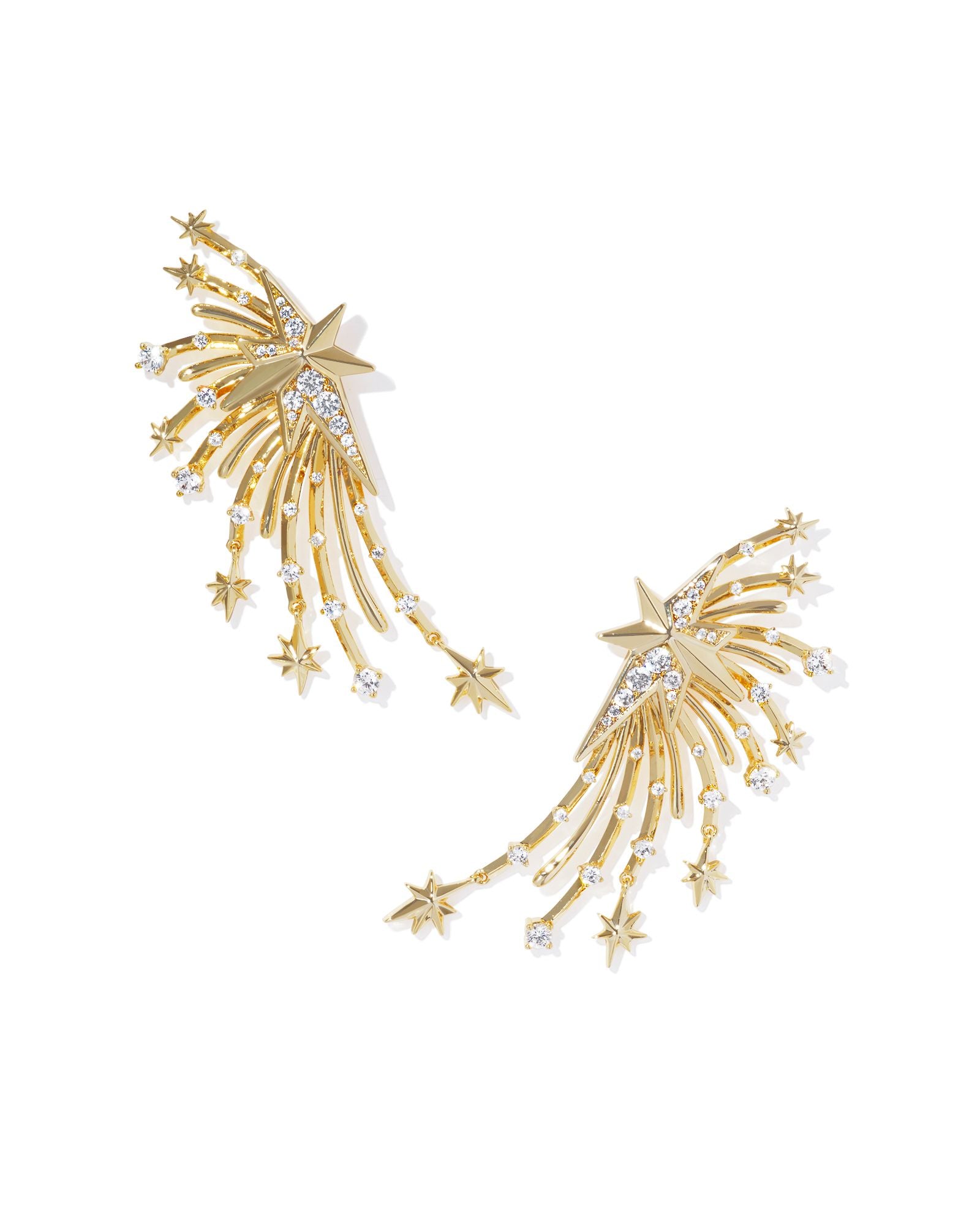 Firework Statement Earring in Gold White Crystal