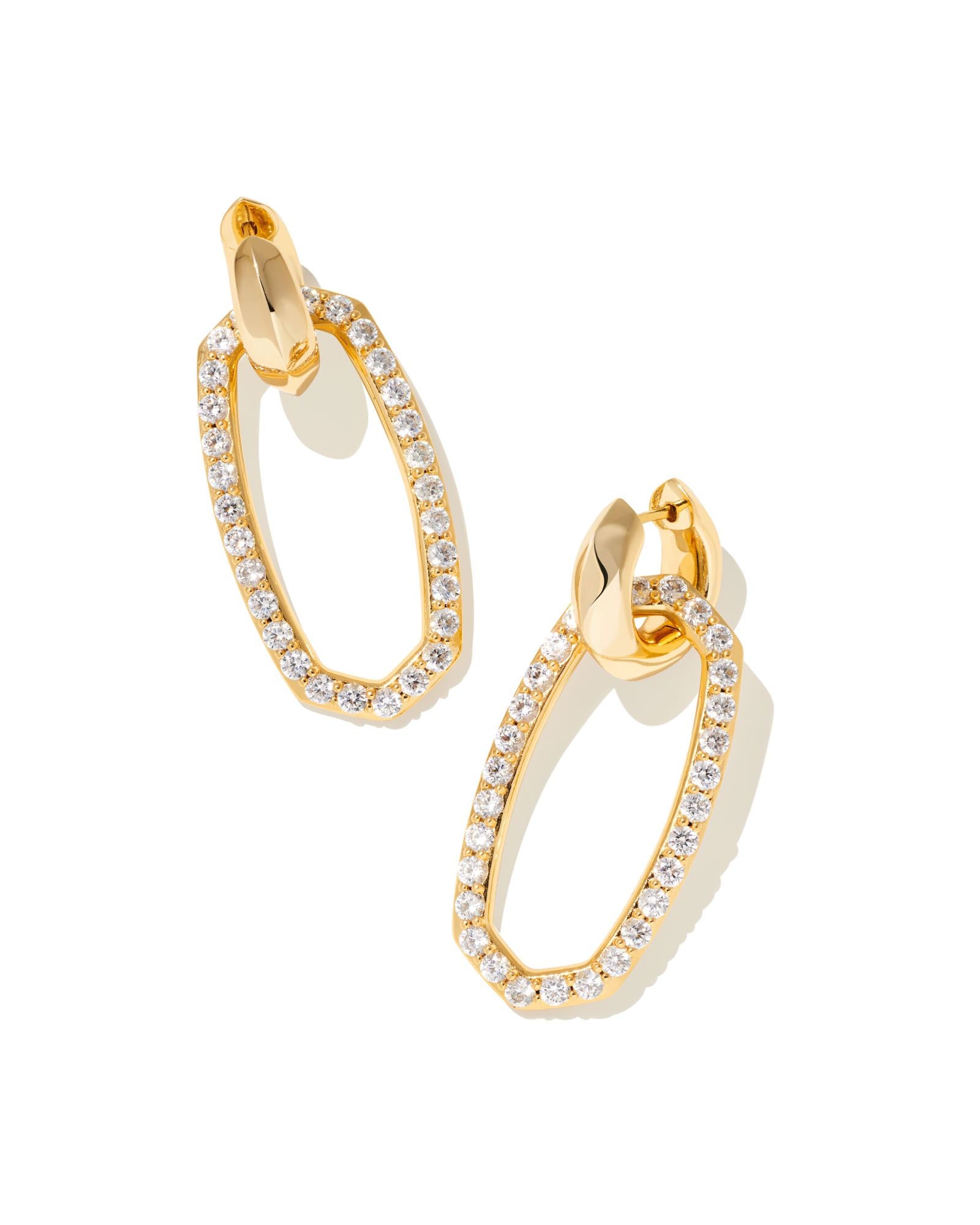 Danielle Link Earring in Gold White Crystal