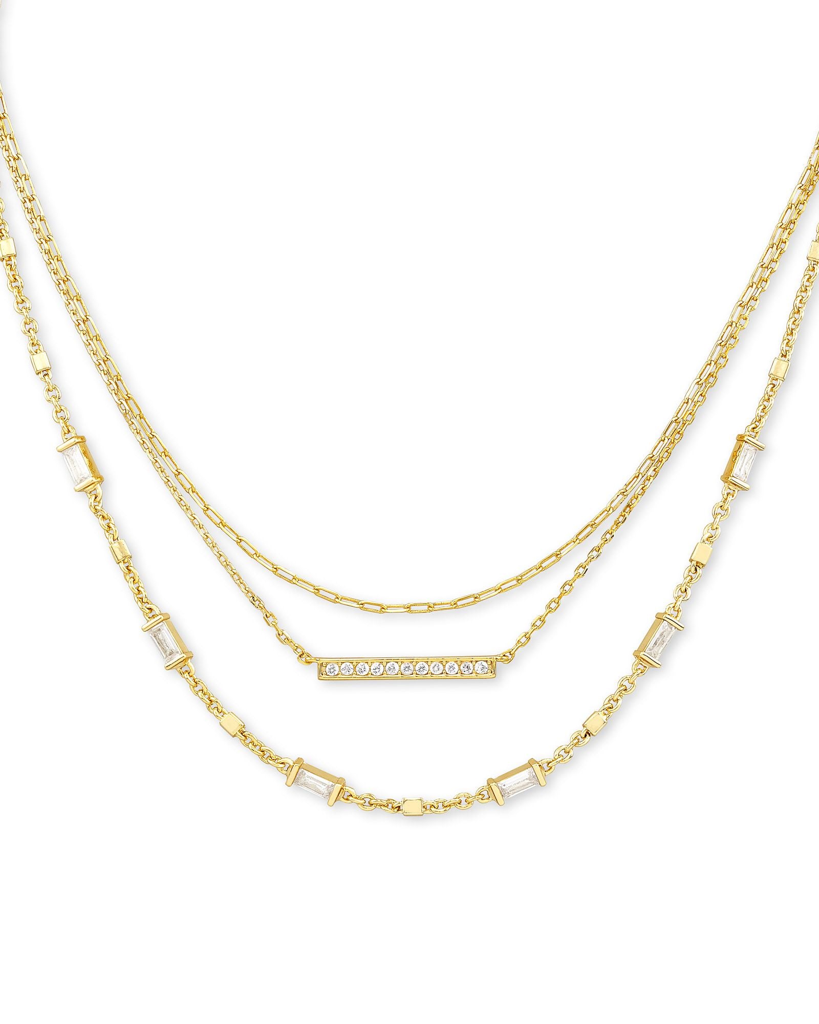 Addison Multi Strand Necklace in Gold