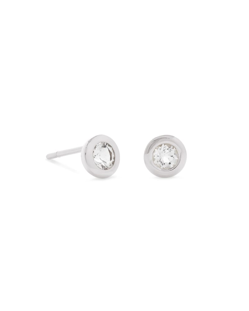 Aliyah Silver Vermeil Stud Earrings In White Topaz