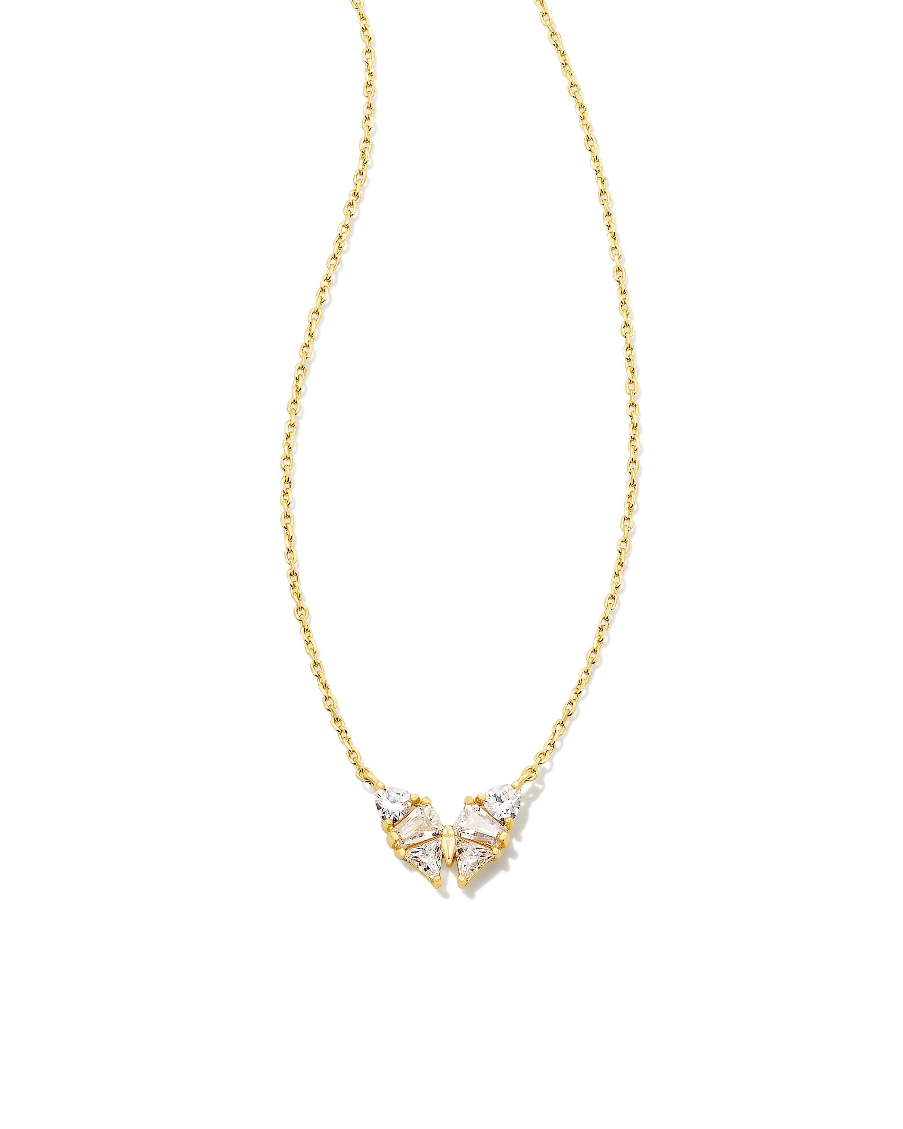 Blair Butterfly Small Pendant Necklace in Gold White Crystal