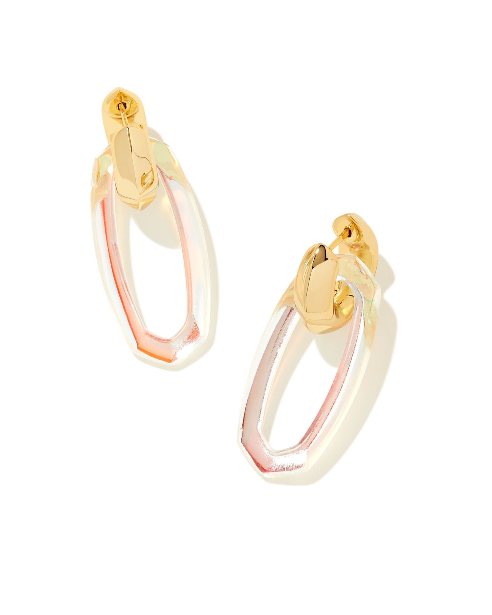 Elle Link Earring in Gold Dichroic Glass