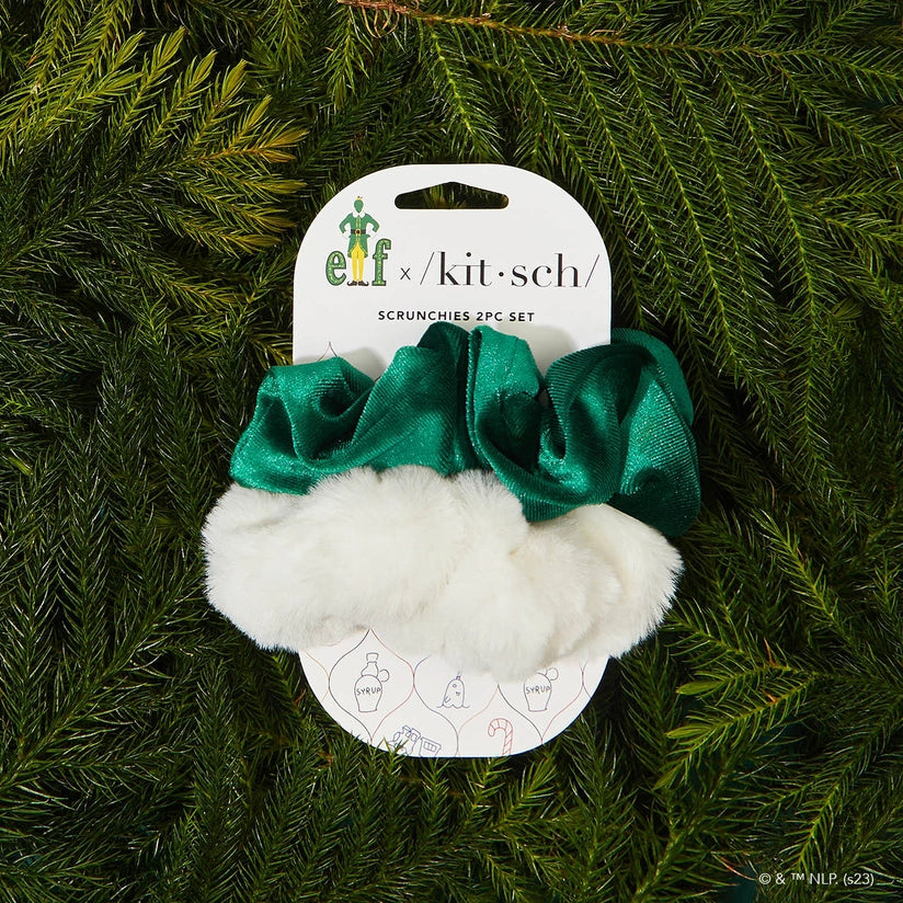 Elf X Kitsch Scrunchies 2pc - White & Green