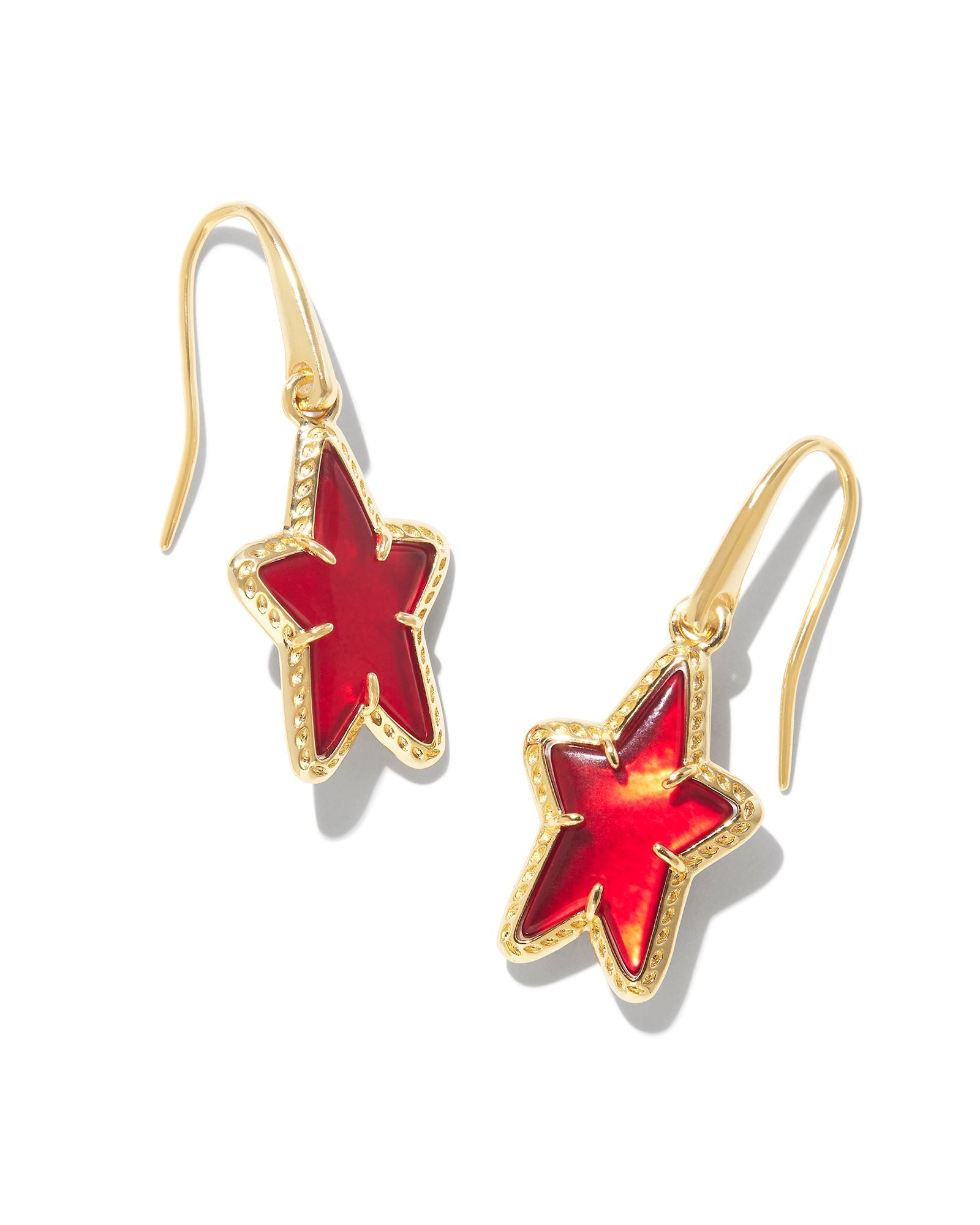 Ada Star Small Drop Earrings in Gold Red Illusion
