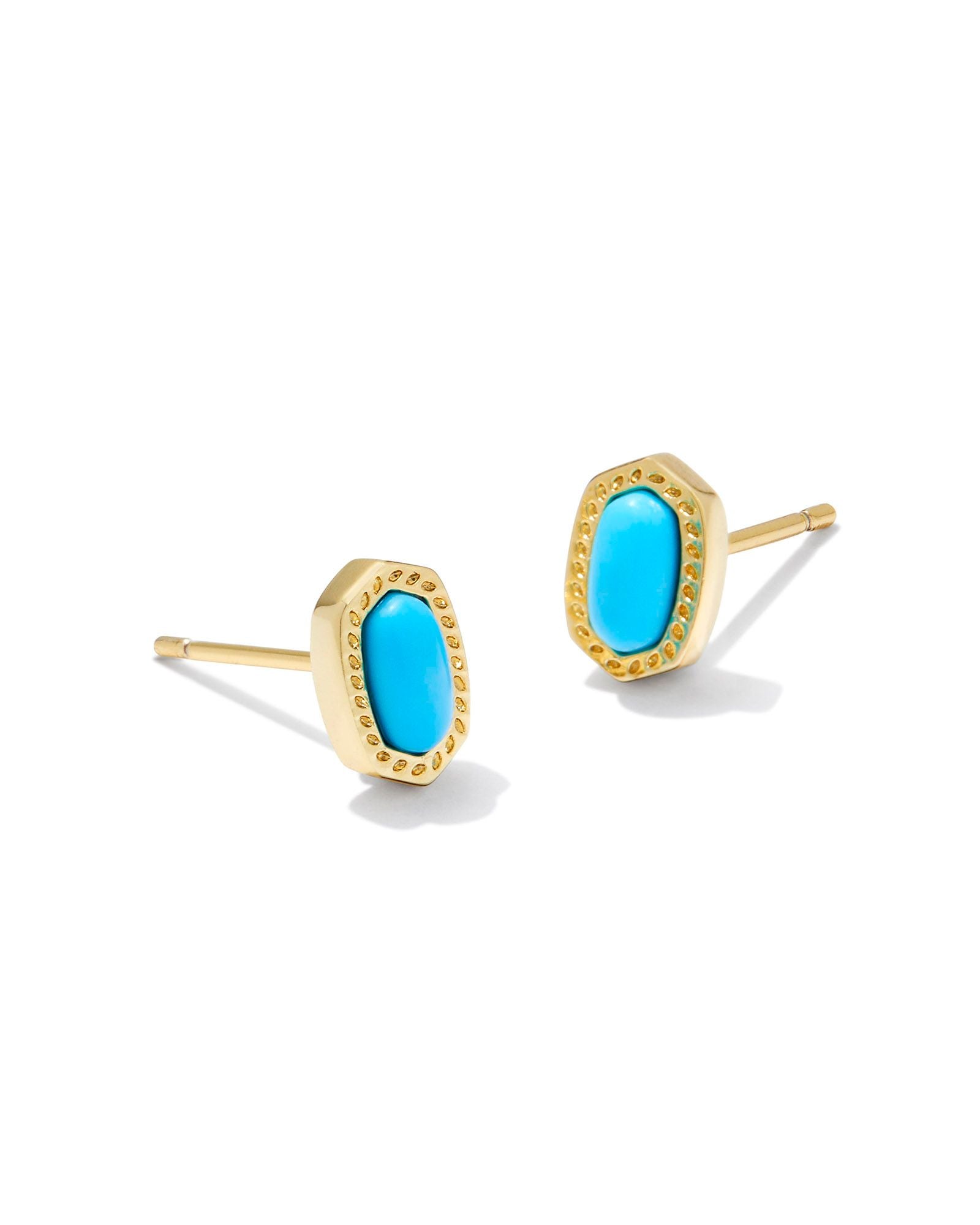 Mini Ellie Stud Earring in Gold Turquoise Magnesite