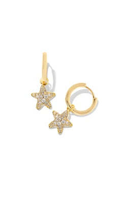 Jae Star Pave Huggie Earring in Gold White Crystal