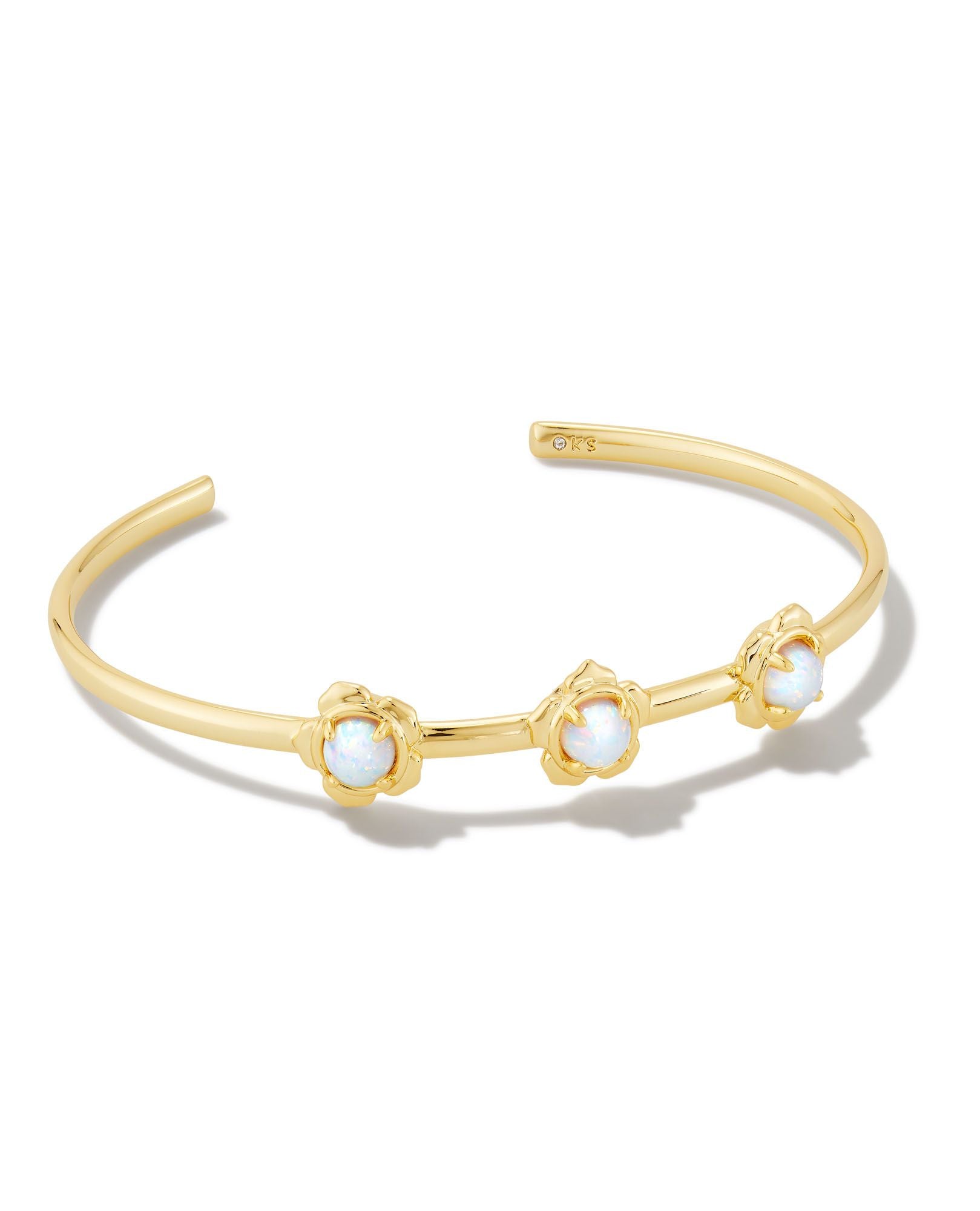 Susie Cuff Bracelet in Gold Bright White Opal