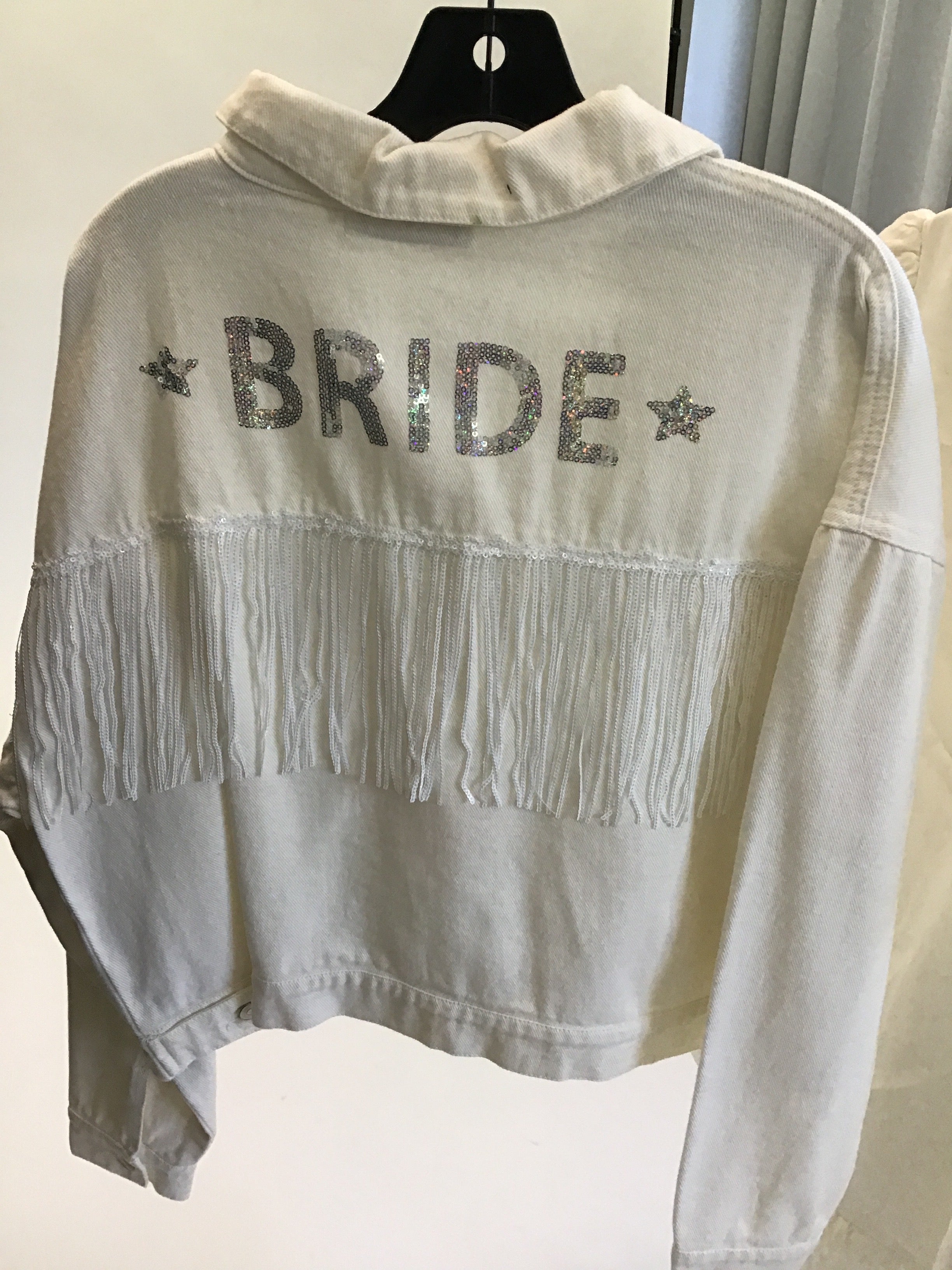 White Denim "Bride" Jacket with Fringe