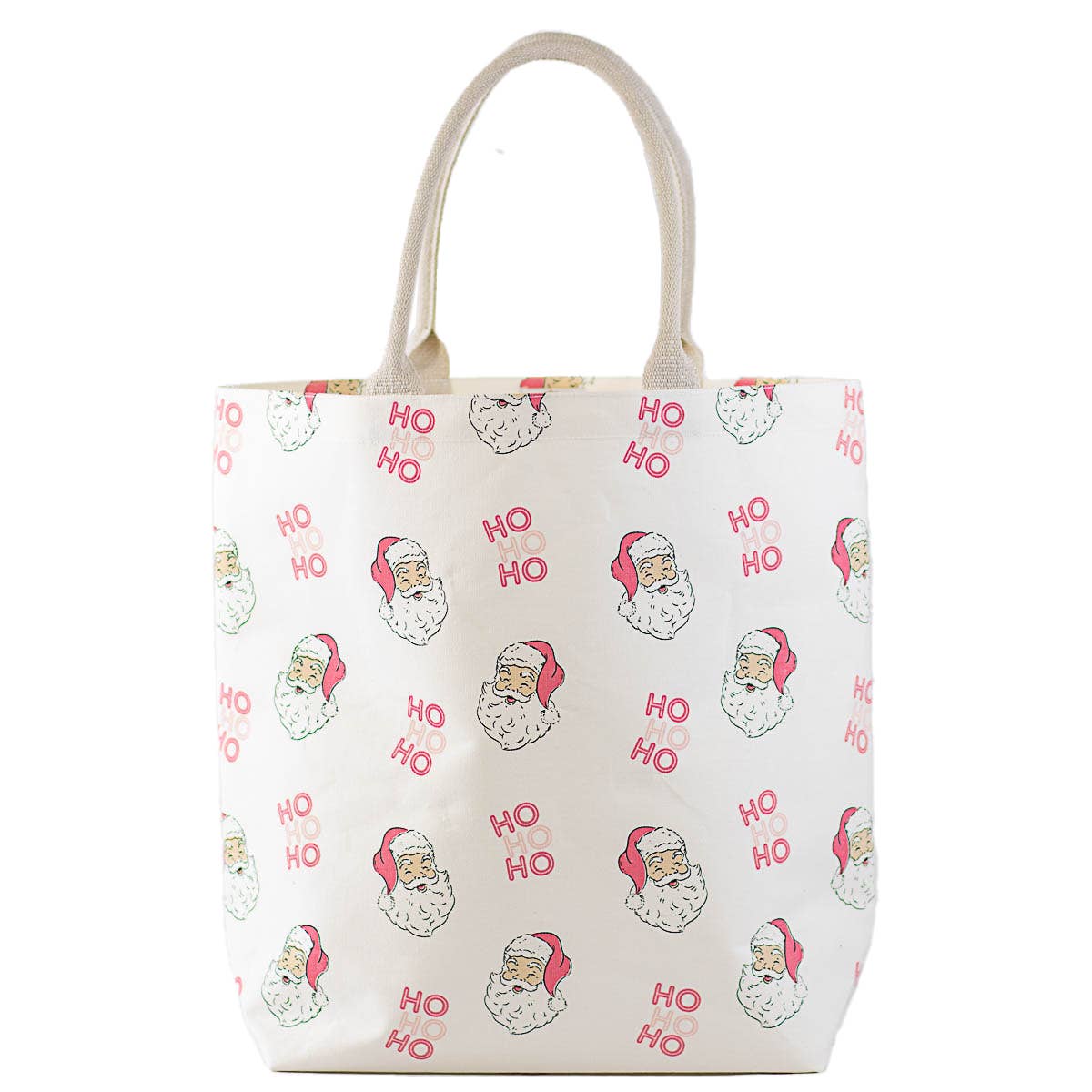 HoHoHo Santa Tote in White/Pink