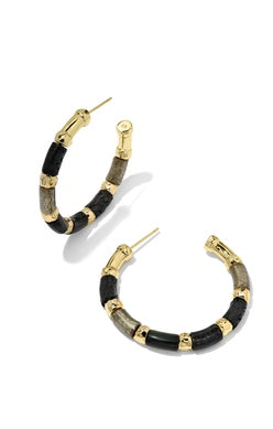 Gigi Hoop Earrings in Gold Black Mix