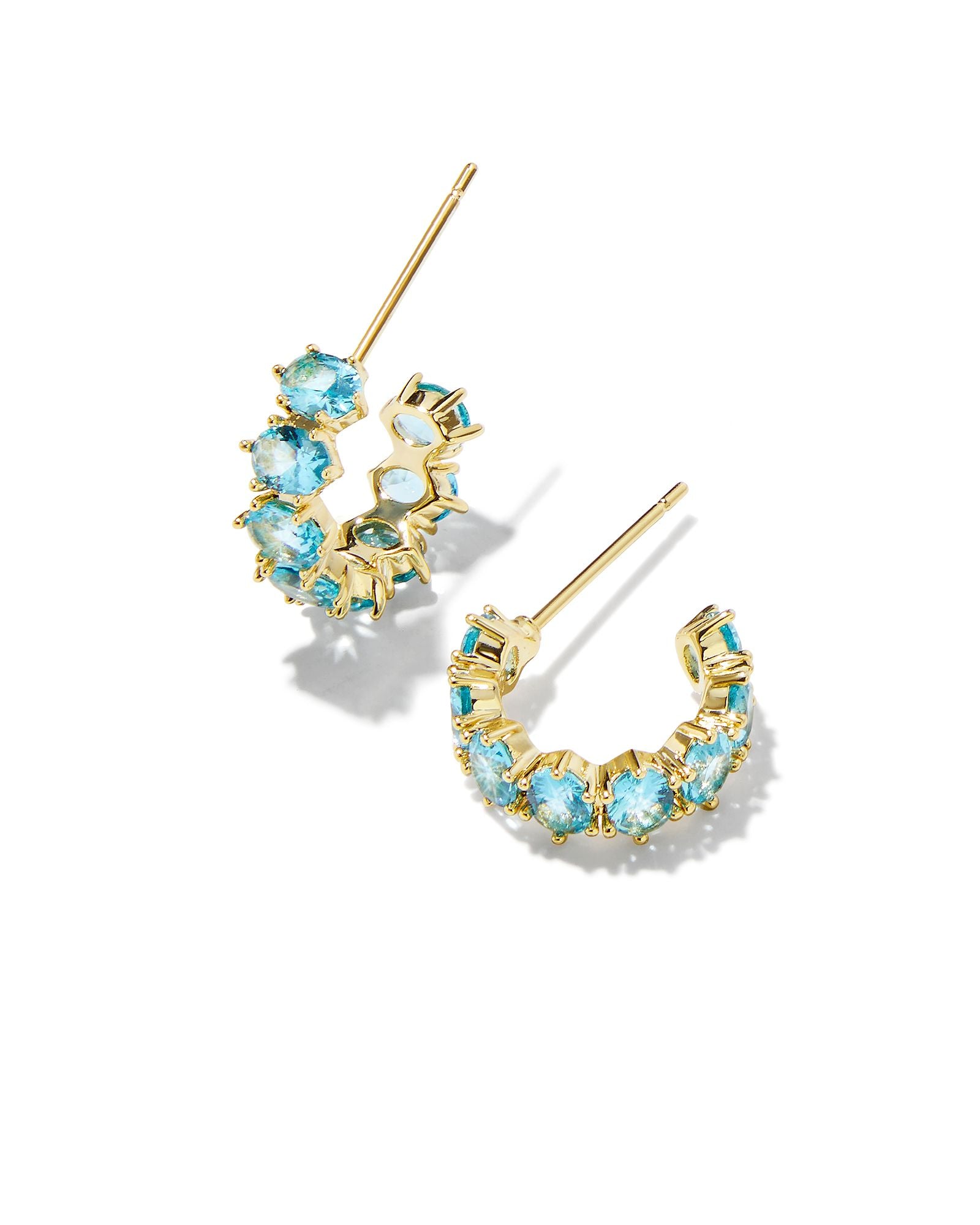 Cailin Crystal Huggie Earring Gold Aqua Crystal