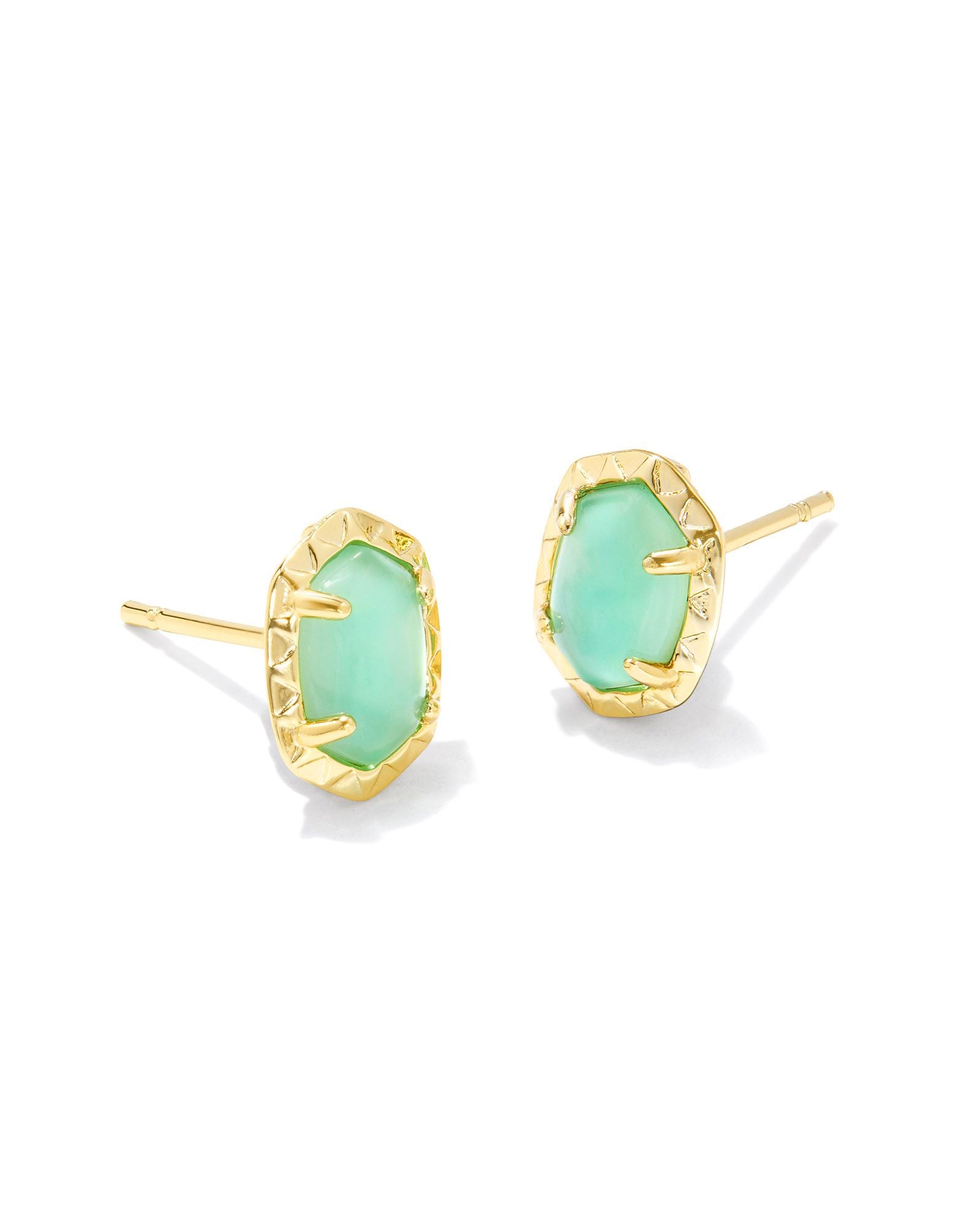 Daphne Stud Earring in Gold Light Green MOP