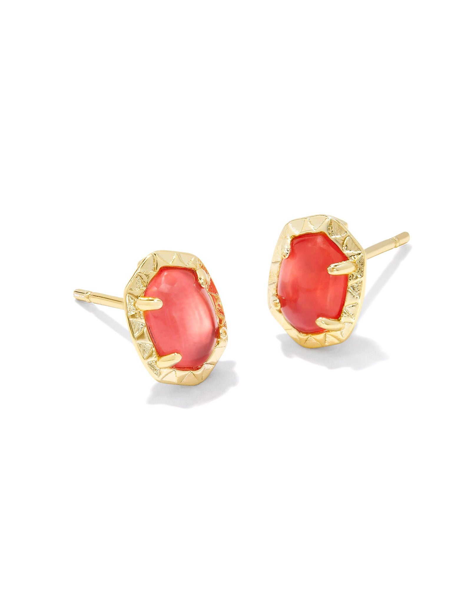 Daphne Stud Earring in Gold Coral Pink MOP