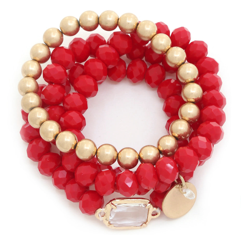 Red Stack of 4 Bracelet Set