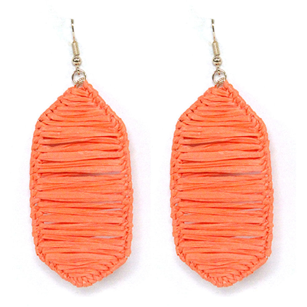 Raffia Hexagon Earring in Orange