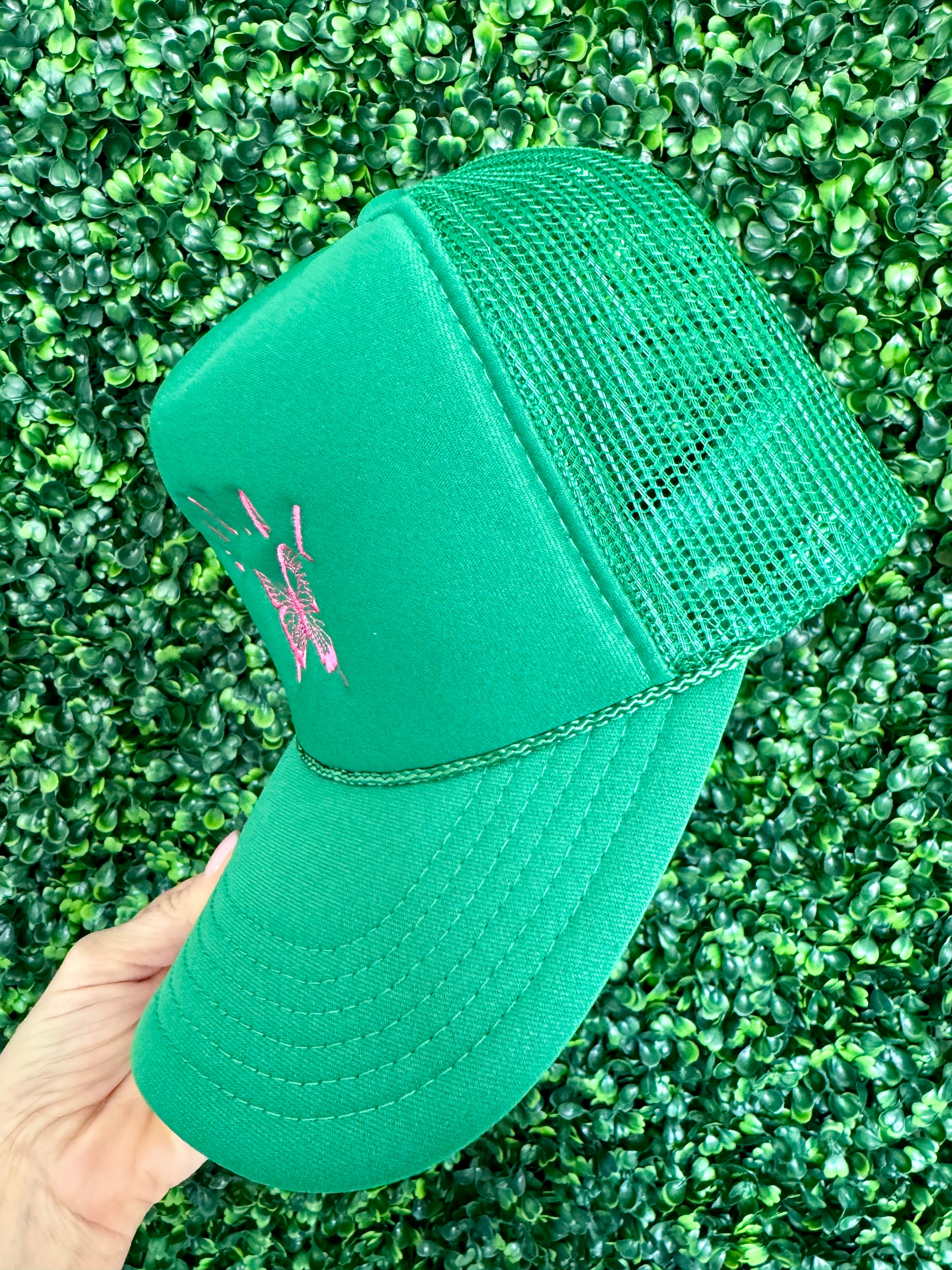 Social Butterfly Green Trucker Hat