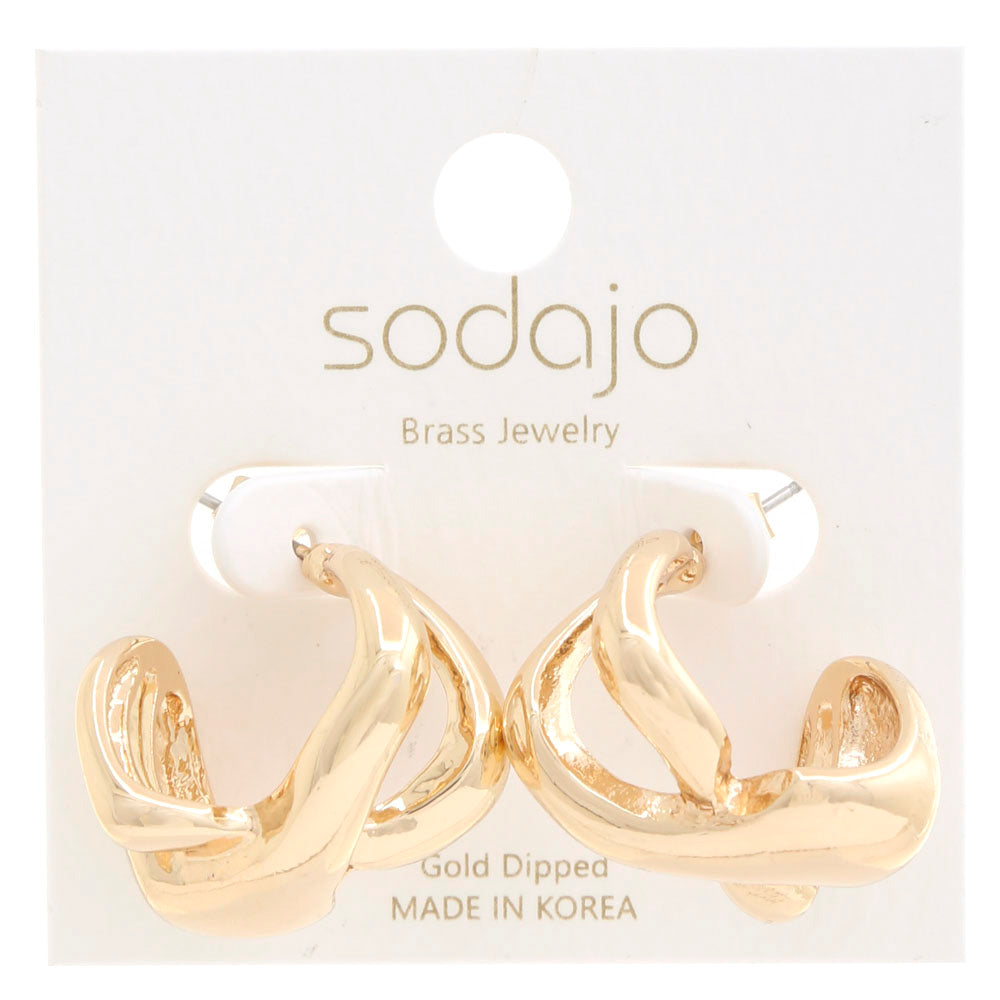 Criss Cross Gold Hoop Earring