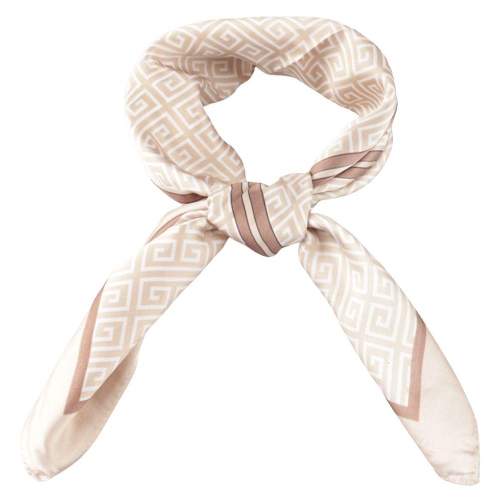 Beige Chain Pattern Silky Scarf