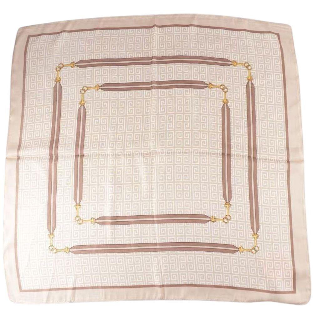 Beige Chain Pattern Silky Scarf