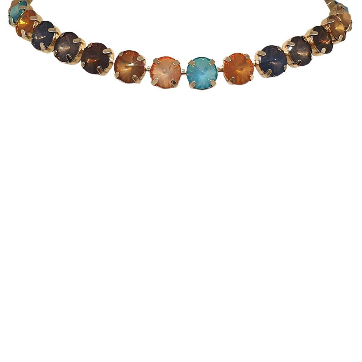 Emerald Taupe Aqua Multi Stone Necklace
