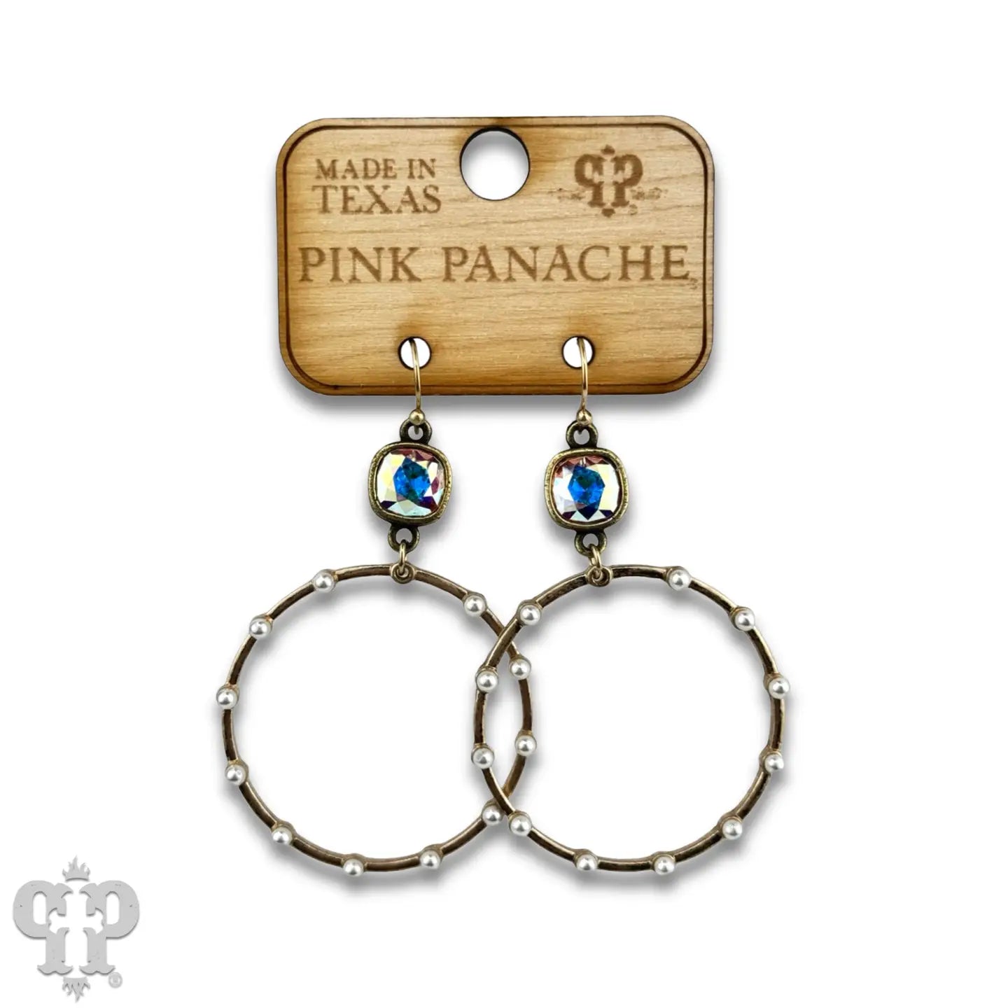 Pearl Stud Circle Earring with Austrian Crystal