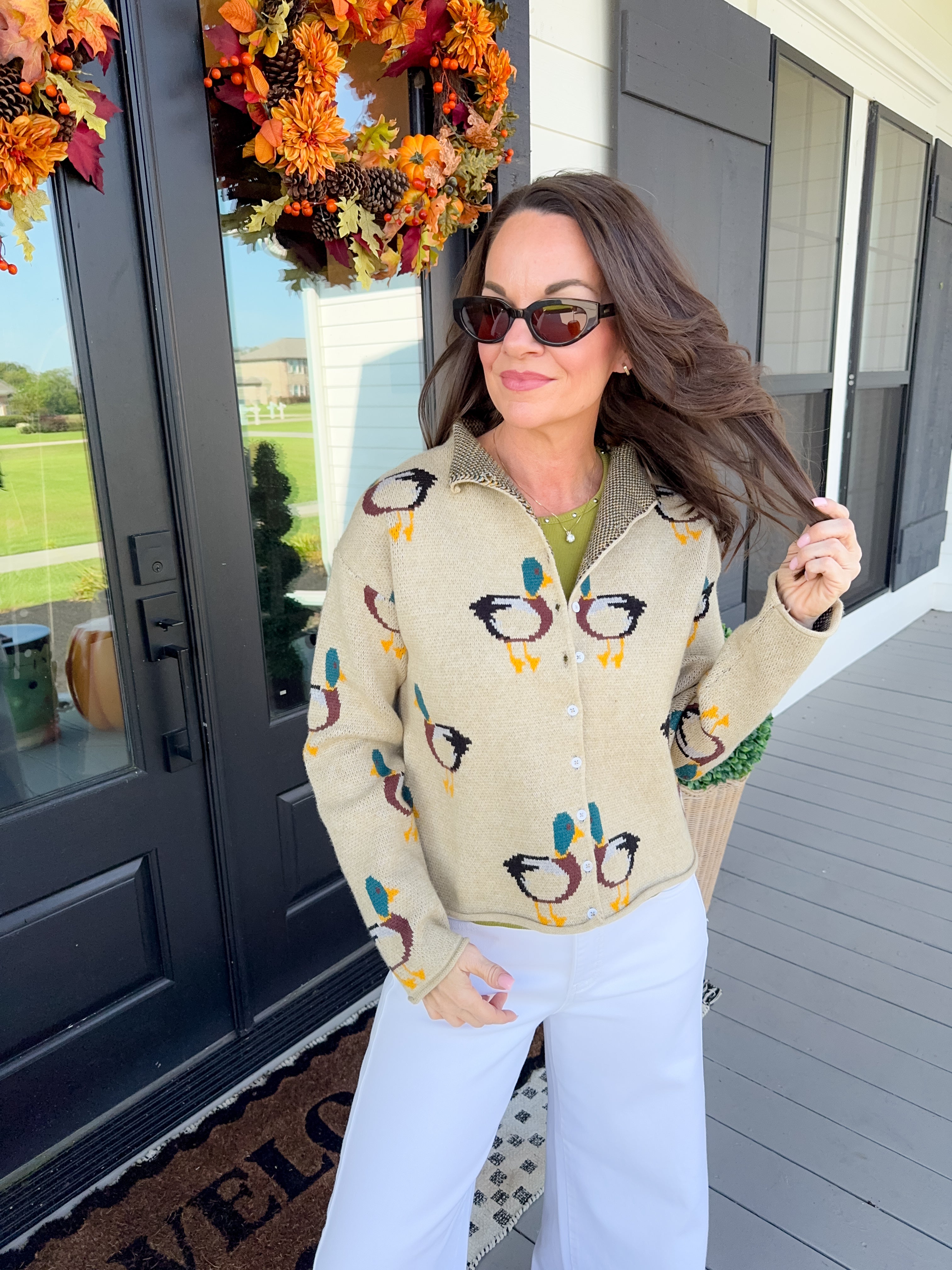 Duck Graphic Button Up Cardigan