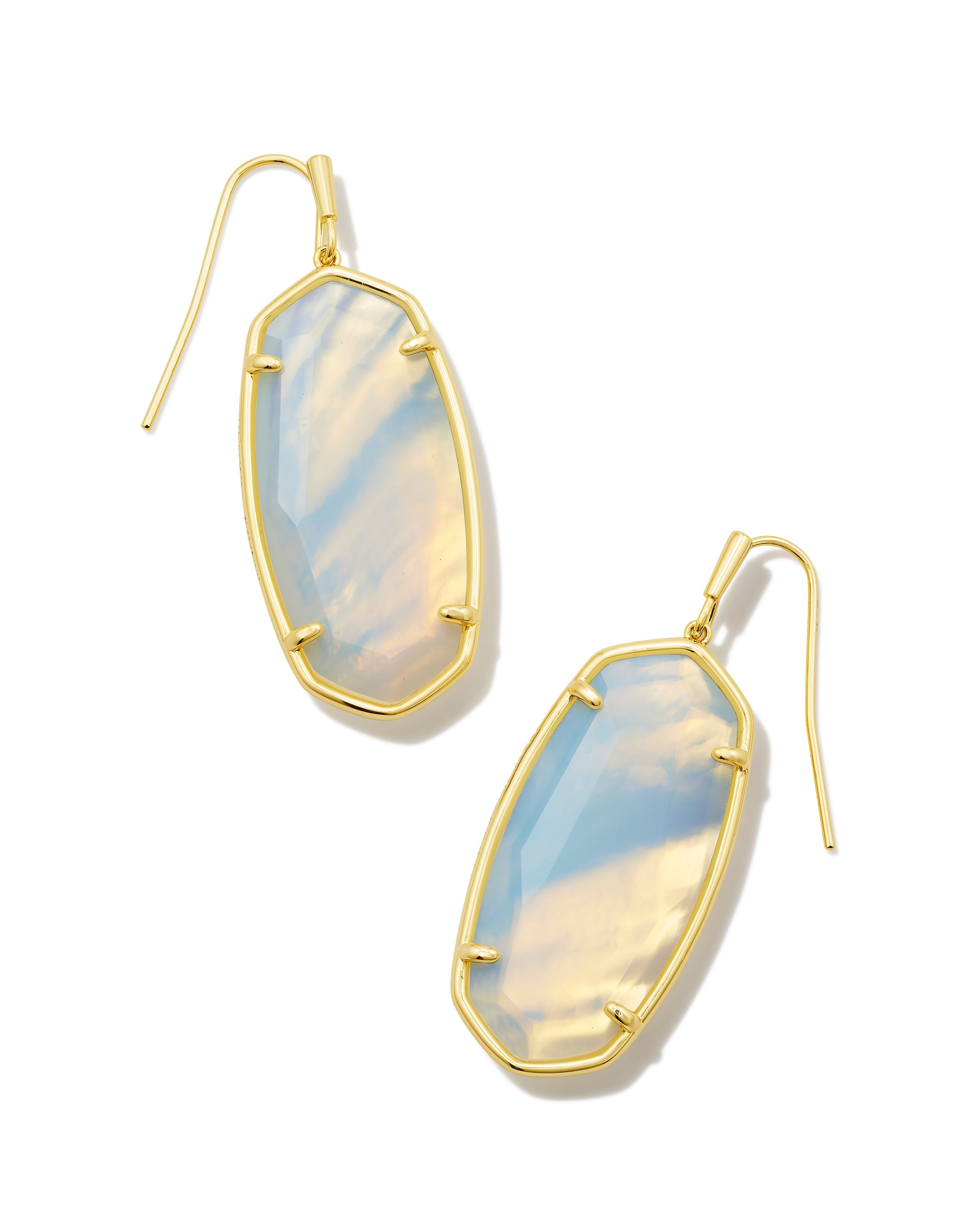 Faceted Elle Drop Earring in Gold Iridescent Opalite Illusion