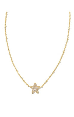 Jae Star Pave Short Pendant Necklace in Gold White Crystal