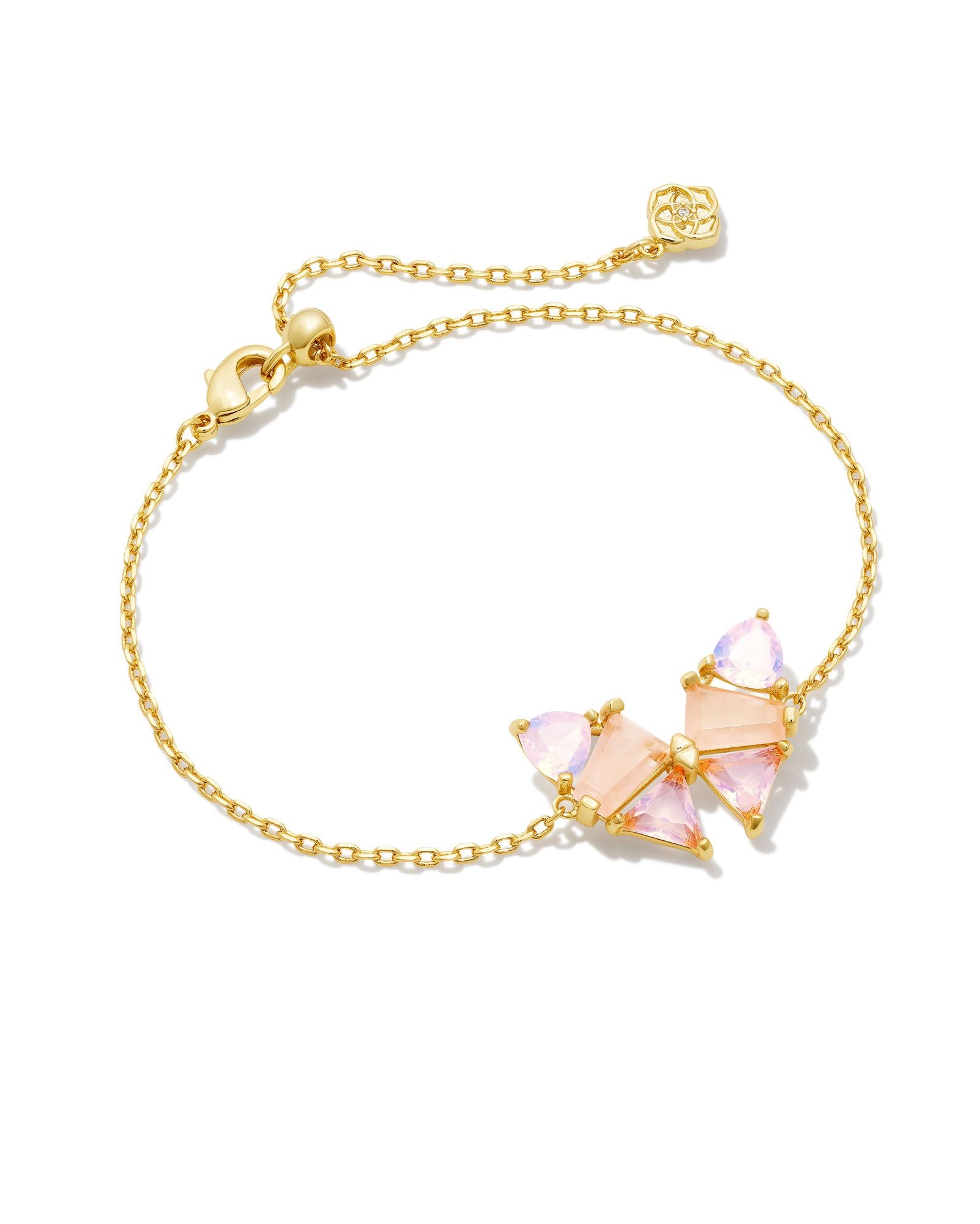Blair Delicate Chain Bracelet in Gold Pink Mix