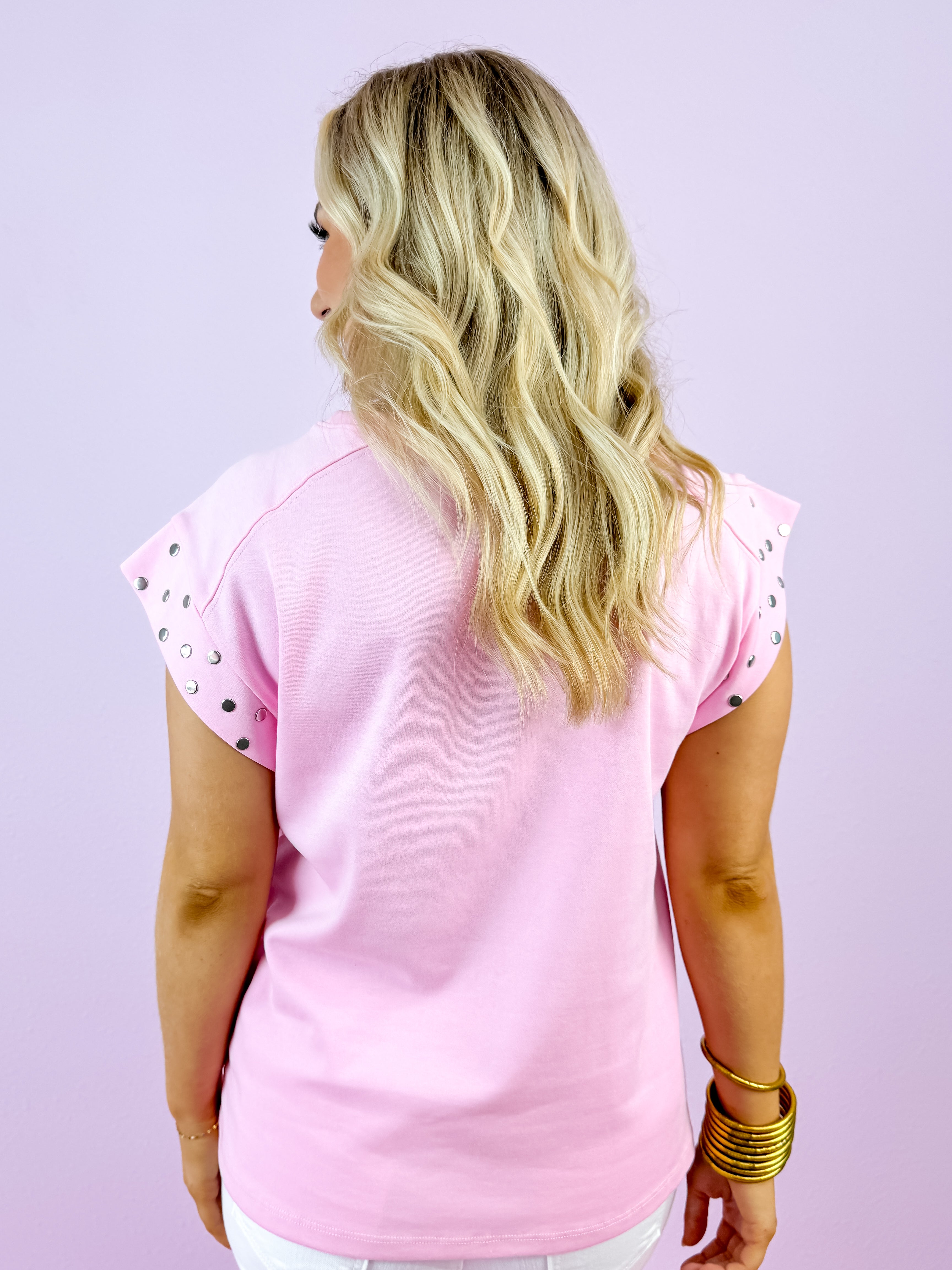 Pink Solid Short Sleeve Top