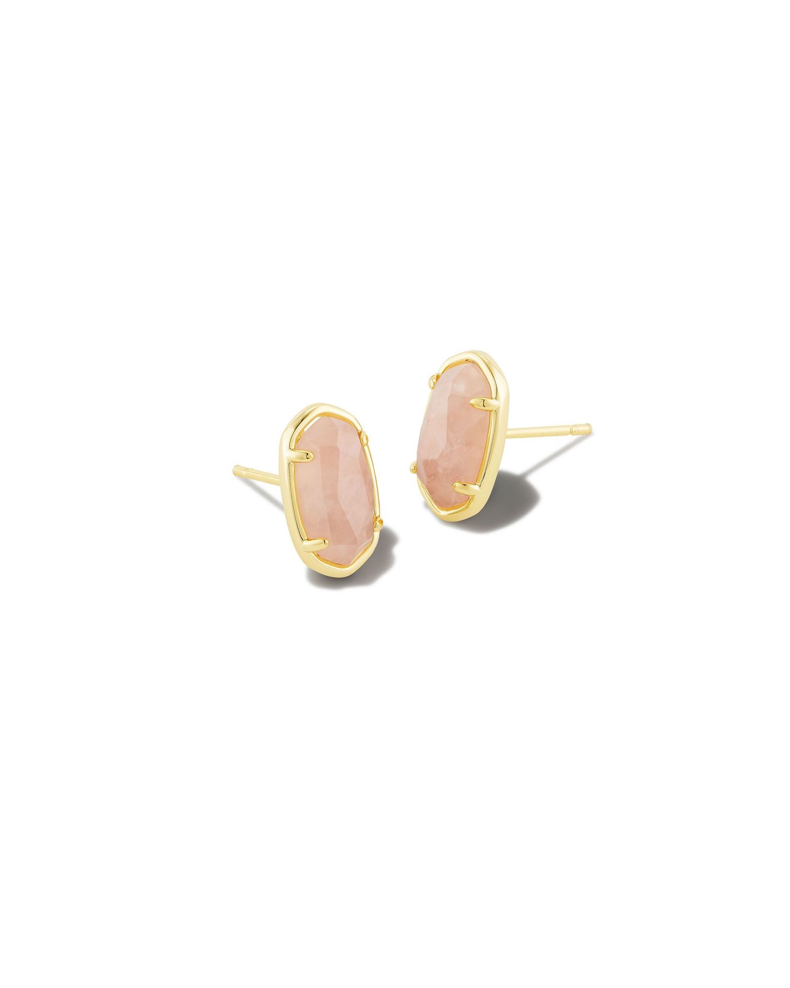 Grayson Gold Stud Earrings In Rose Quartz