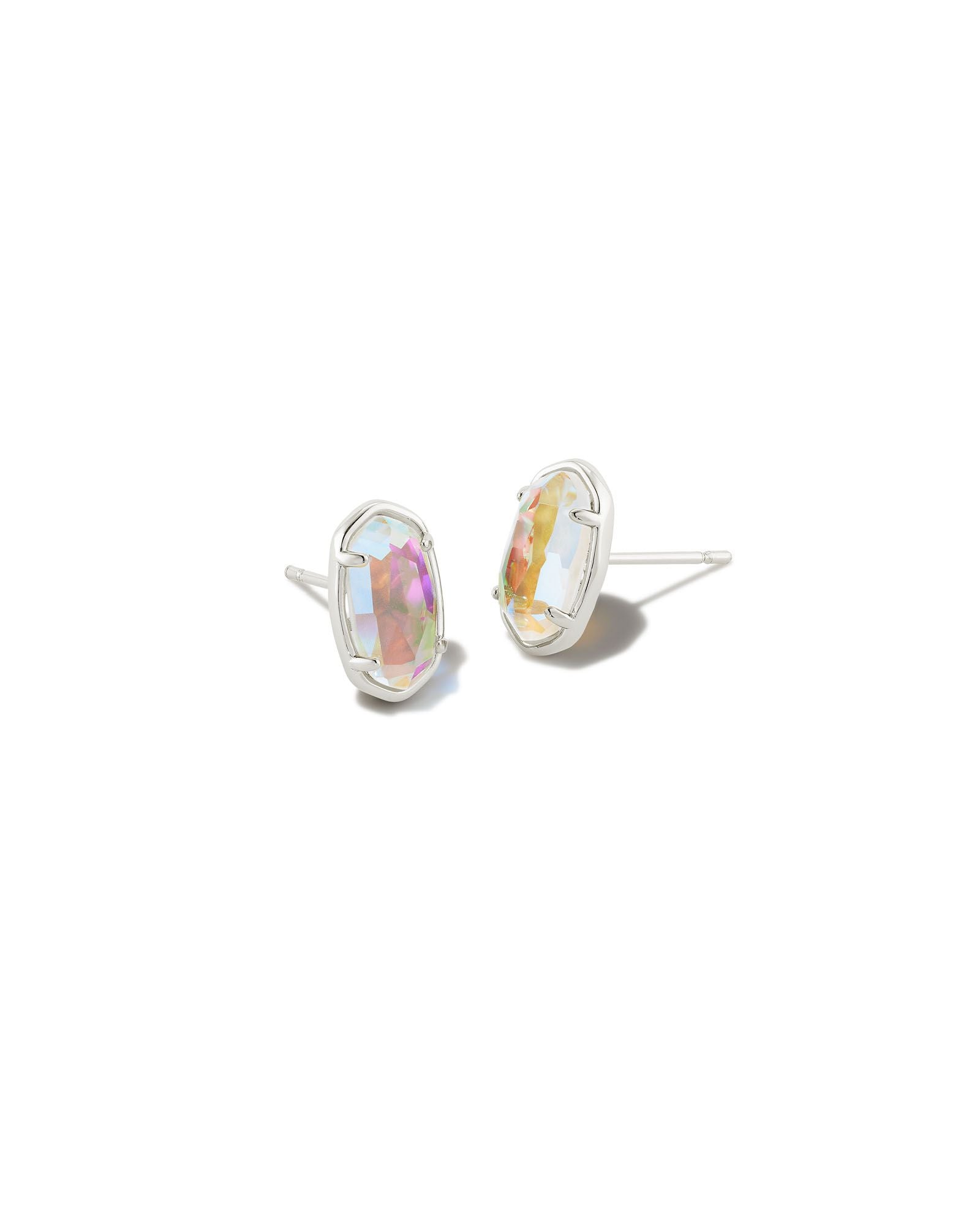 Grayson Rhodium Stud Earrings In Dichroic Glass