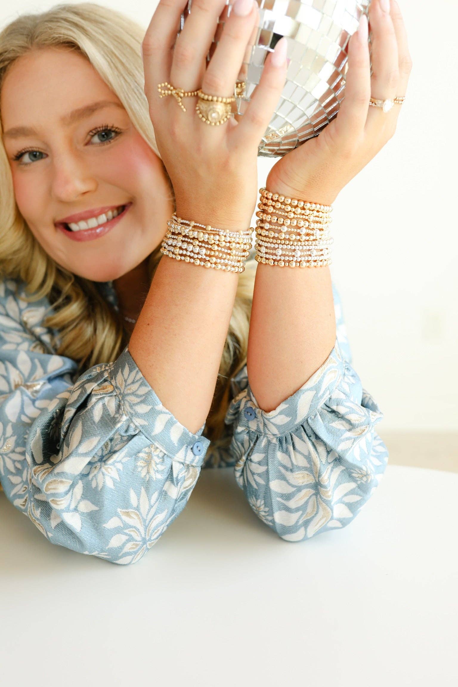 Dainty Bar Bracelet in Silver with Gold