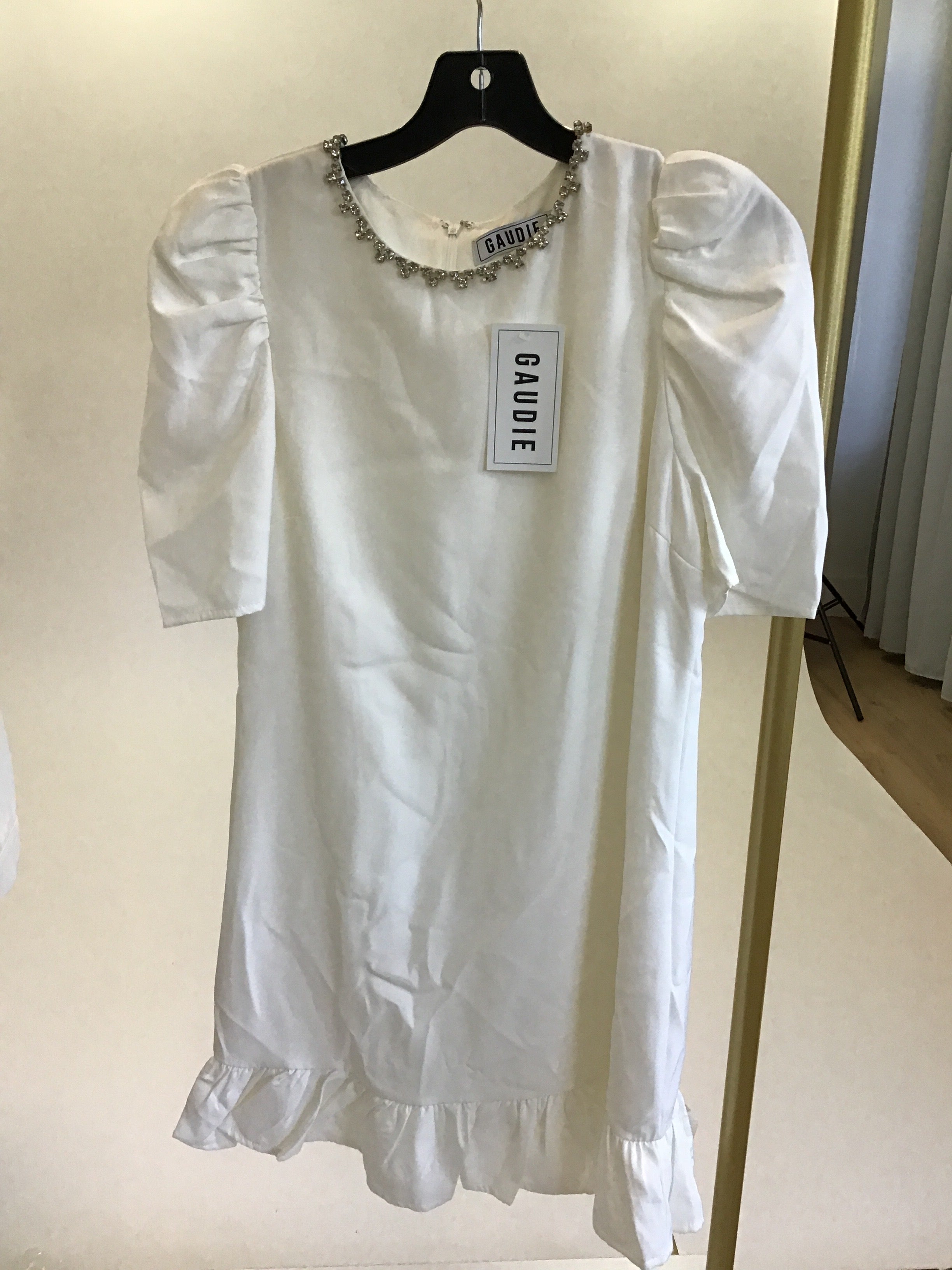 Rhinestone Detail Dress in White