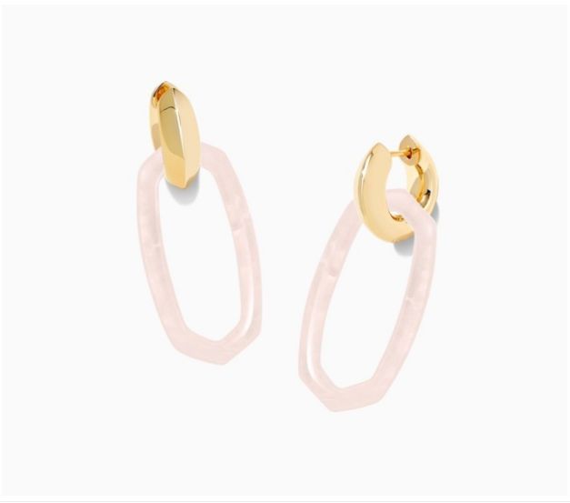 Danielle Link Earring in Gold Rose Quartz