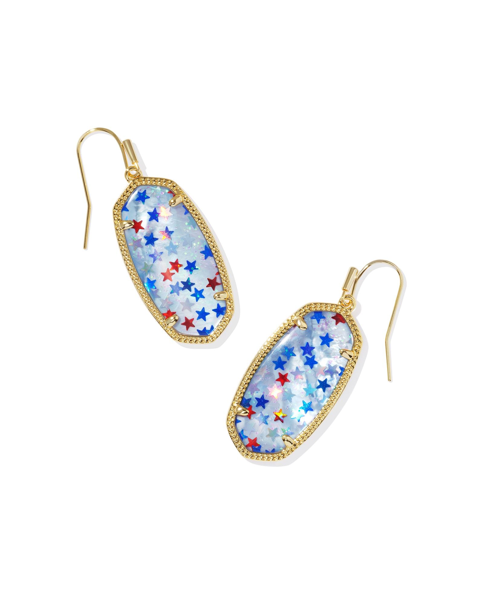 Elle Earring in Gold Red White Blue Illusion