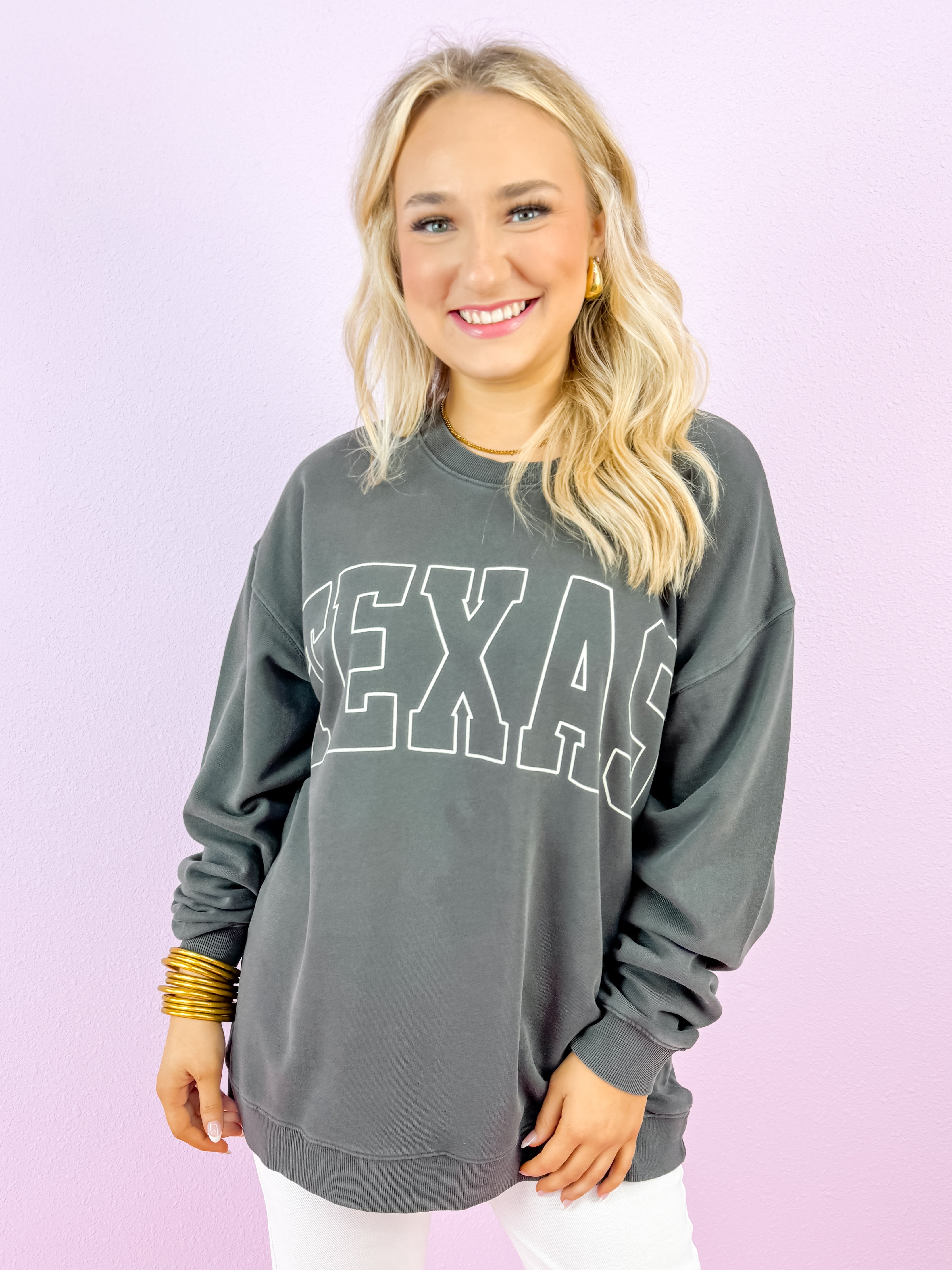 Texas Charcoal Pullover Sweatshirt