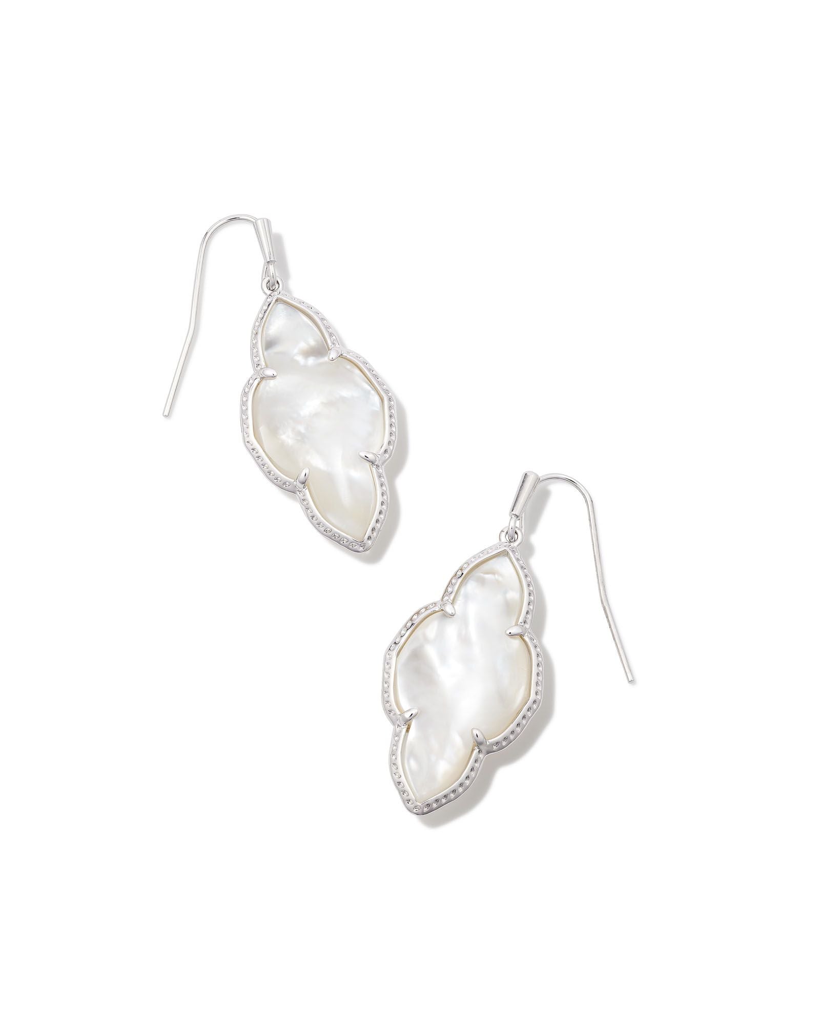 Abbie Drop Earring in Rhodium Ivory Mother of Pearl