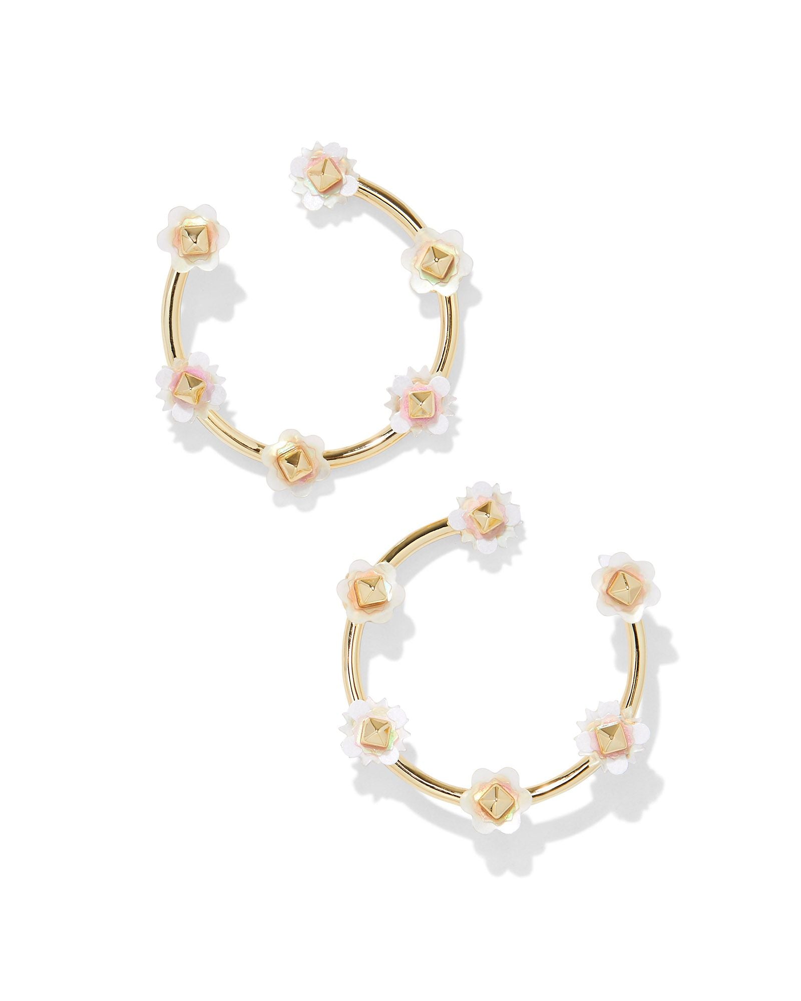 Deliah Open Frame Earring Gold Iridescent White Mix