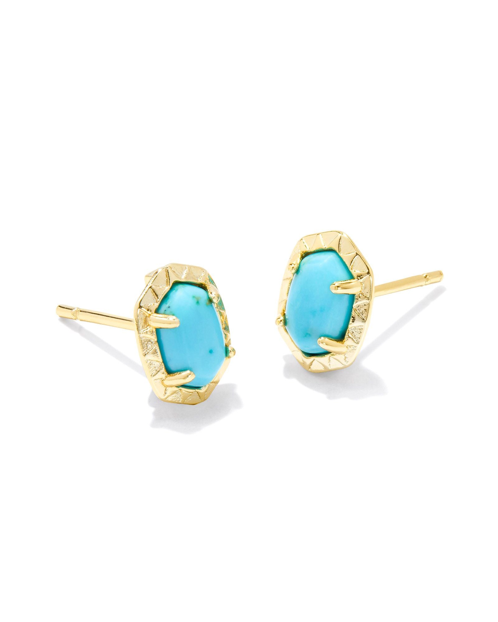 Daphne Stud Earring in Gold Variegated Turquoise