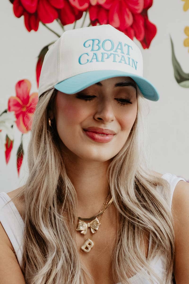 Boat Captain Two-Toned Retro Hat: Aqua and Tan