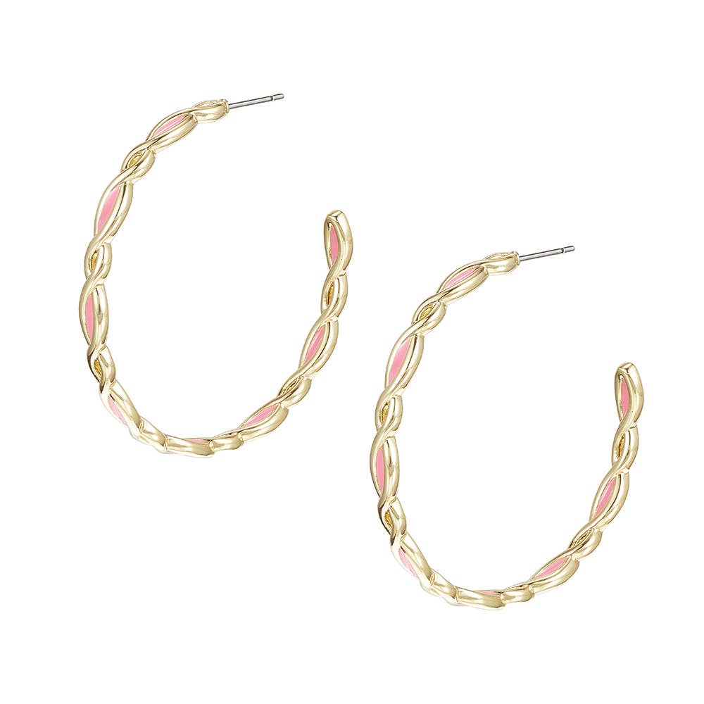 Bloom Hoop Earrings in Pink Enamel